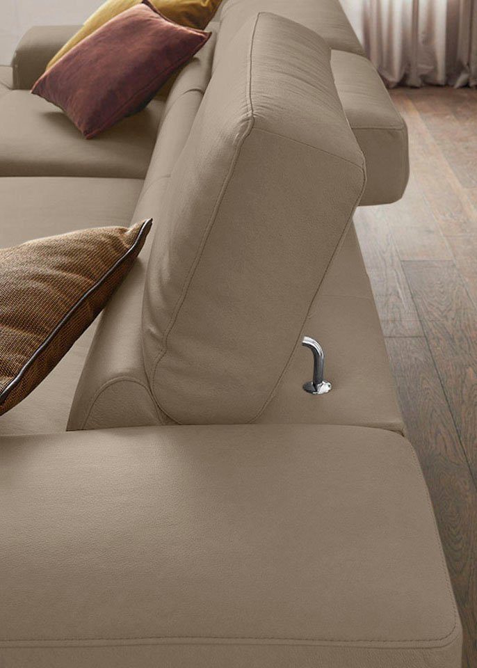 W.SCHILLIG Ecksofa piedroo, Designsofa mit tollem Sitzkomfort, bequem und elegant, L-Form, Kopfteilverstellung, wahlweise mit Sitztiefenverstellung, Breite 343cm