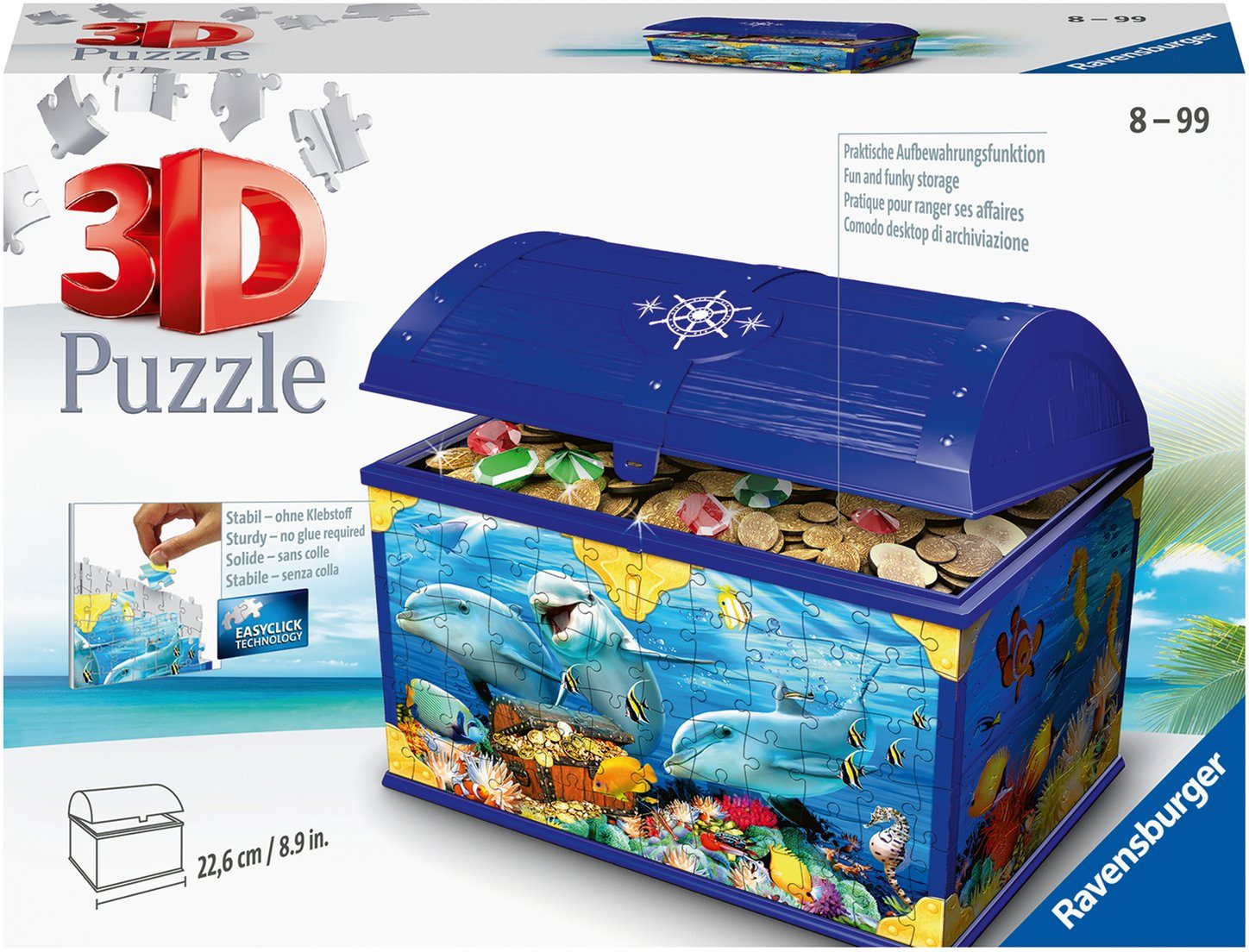 Ravensburger 3D-Puzzle Schatztruhe Unterwasserwelt, 216 Puzzleteile, - Made - in Wald schützt FSC® Europe, weltweit