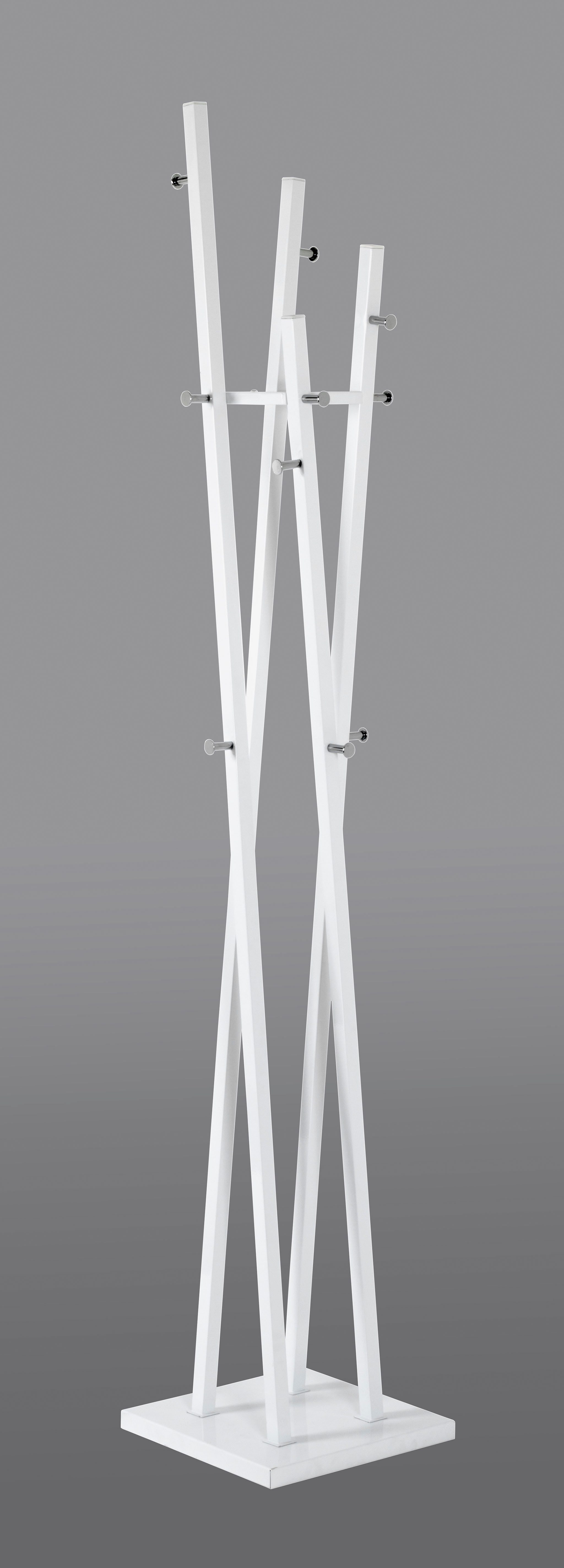HAKU Garderobenständer Kleiderständer, Standgarderobe, quadratisch - aus Metall Weiß - B/T/H 35/35/192 cm