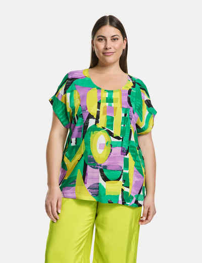 Samoon Kurzarmbluse Blusenshirt mit farbenfrohem Print