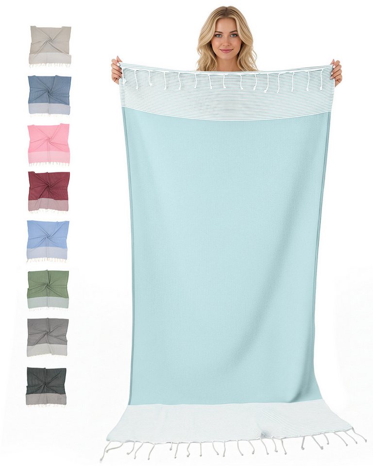 furora HOLIDAY Saunatuch Strandtuch Hamamtuch: groß 100x200 cm Saunatuch, Strandhandtuch dünn, Strandtuch Saunatuch aus 100% Baumwolle Strandtuch Set