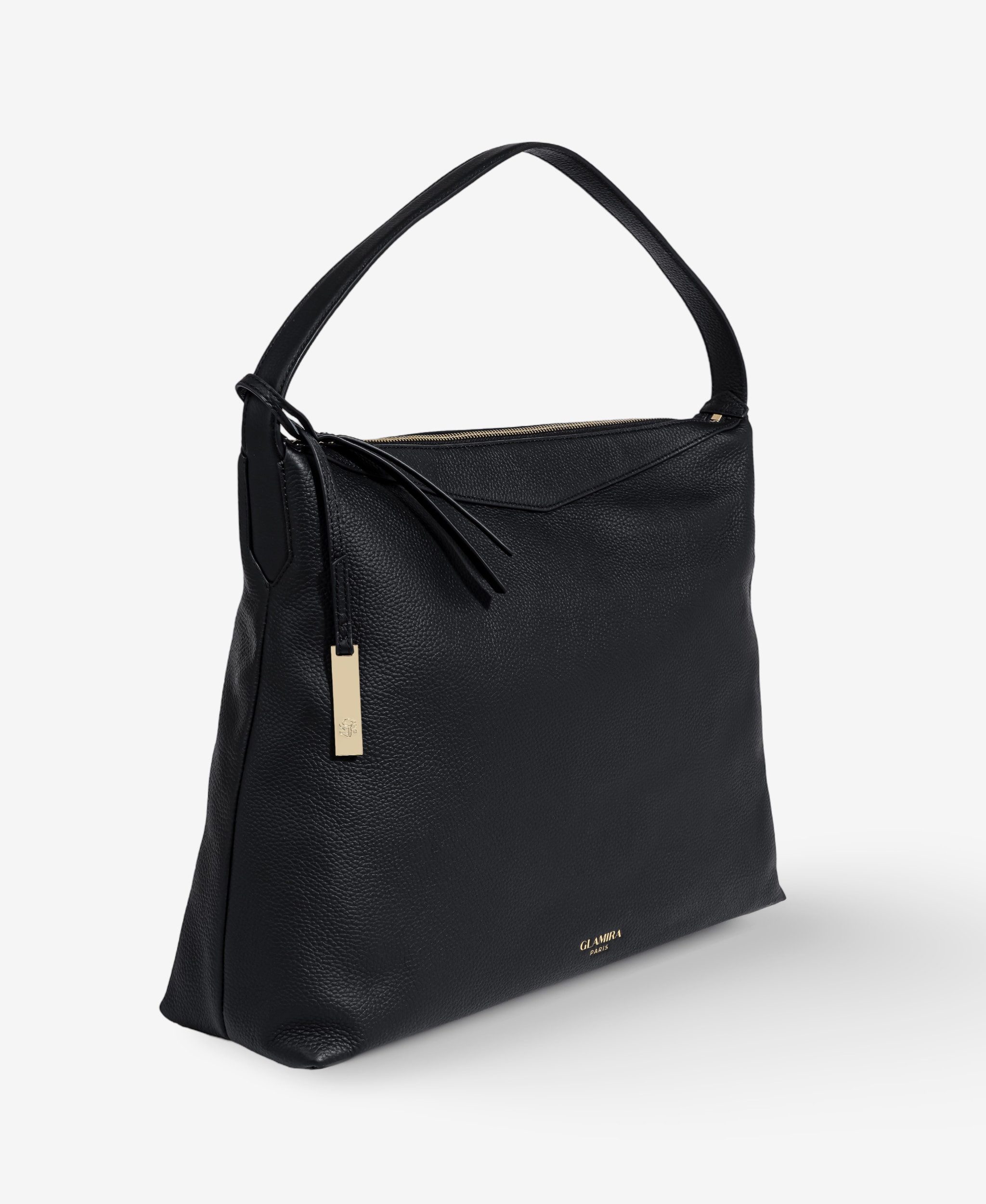 GLAMIRA Handtasche Lysandra Schwarze Schultertasche (1-tlg), echt Leder