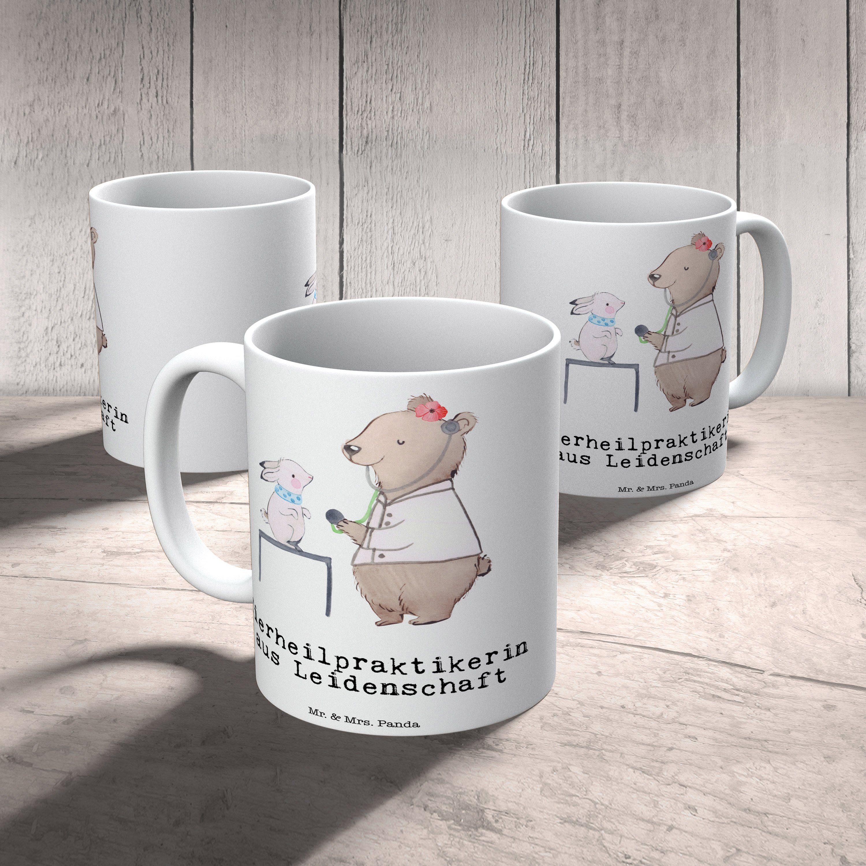 Geschenk, Panda Weiß Mrs. Mr. Kaffeebecher, Tasse Leidenschaft - & aus Keramik Tierheilpraktikerin -