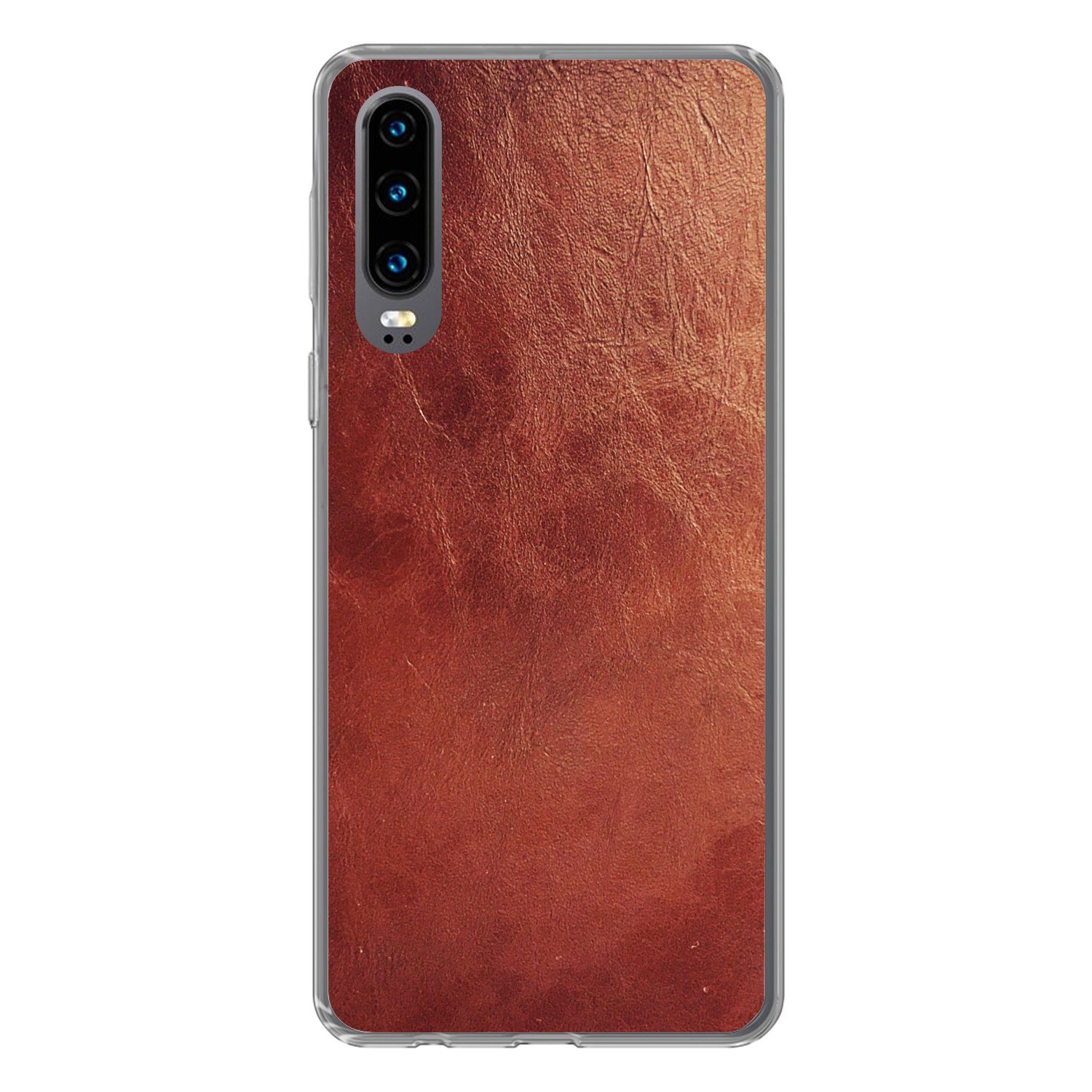 MuchoWow Handyhülle für Huawei P30 Leder - Lederoptik - Braun - Hell, Handy Case, Silikon, Bumper Case Dünn