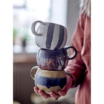 Bloomingville Becher Serina, Steingut Schwarz 11 x 8,5 cm Tasse Kaffeebecher