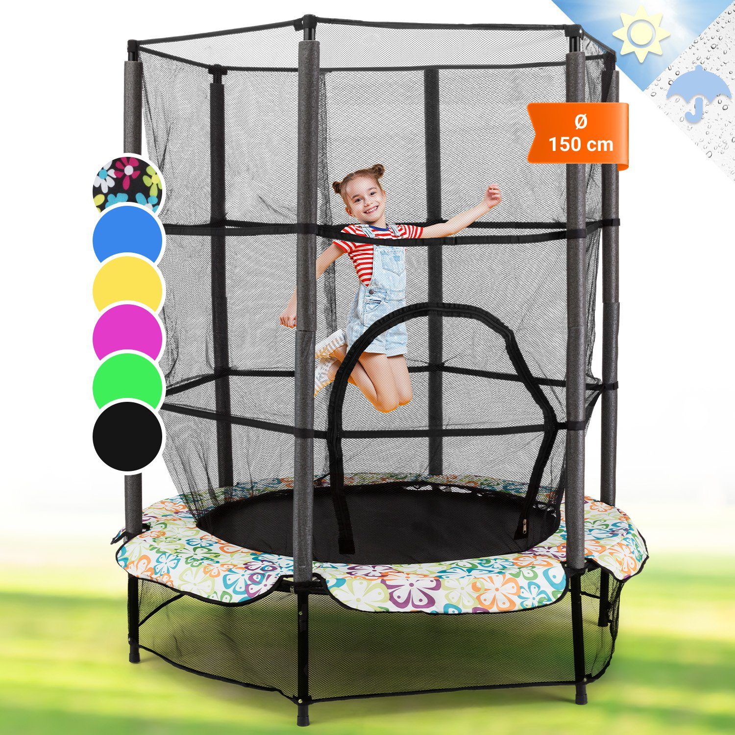 KLARFIT Gartentrampolin »Rocketkid Trampolin Ø140cm BungeeFederung ab 3 Jahren