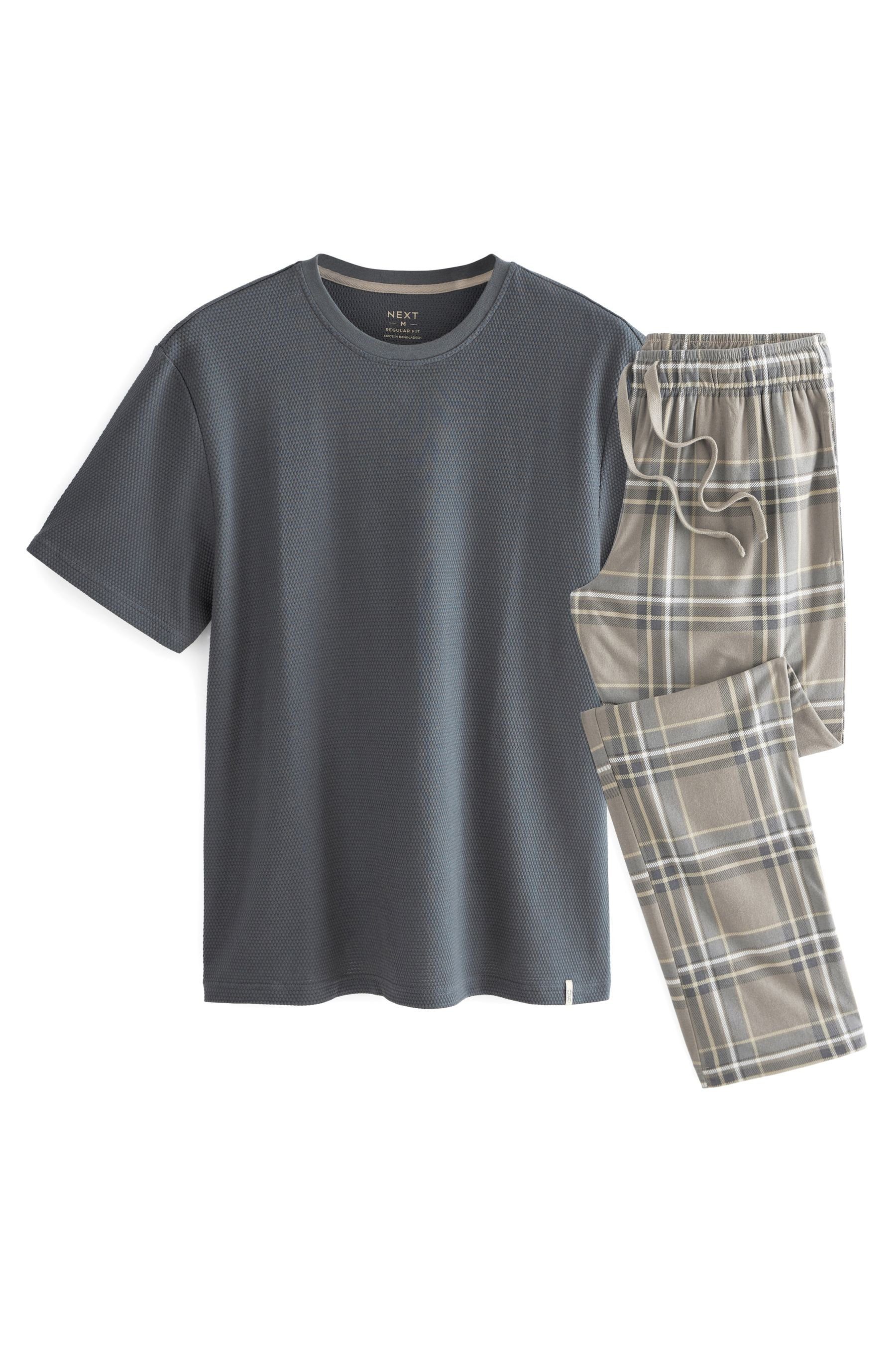 Grey Bequemer Pyjama tlg) Next Check Schlafanzug Slate Motionflex (2