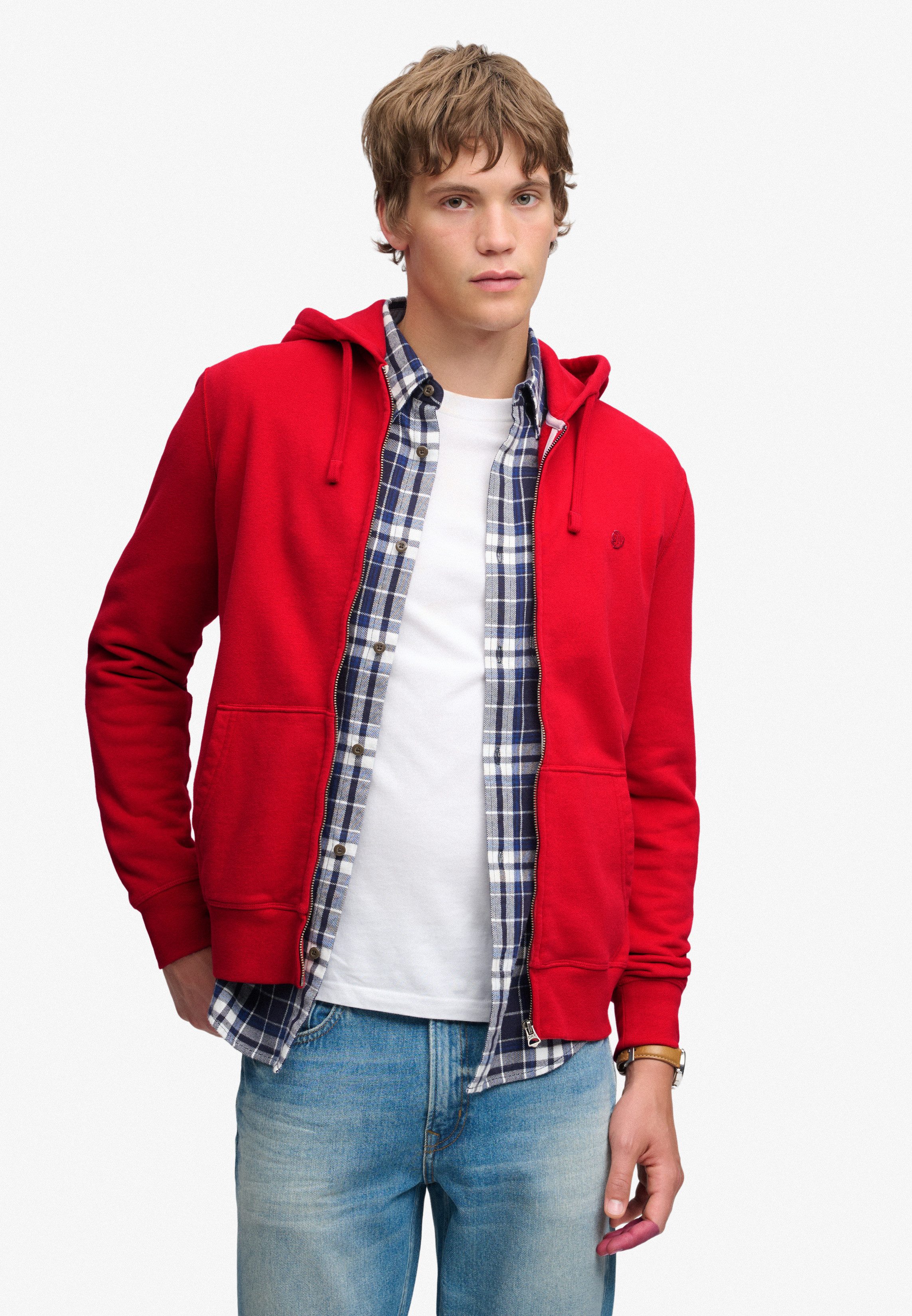 Superdry Kapuzensweatjacke ESSENTIAL SDCO LOGO ZIPHOOD Baumwollmischung, regular fit