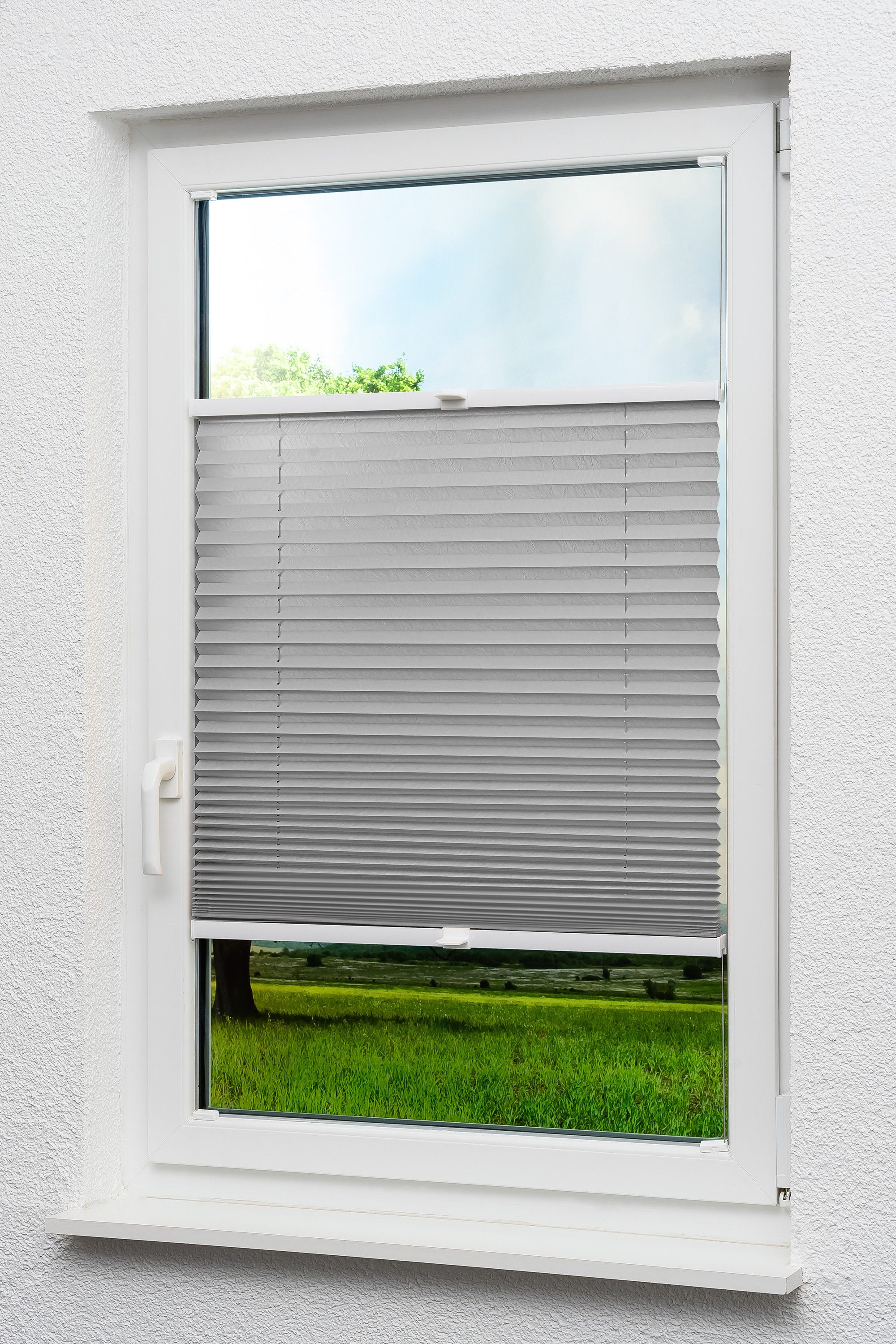LYSEL® Plissee Crush Schrauben Grau, blickdicht, HxB 130x110cm