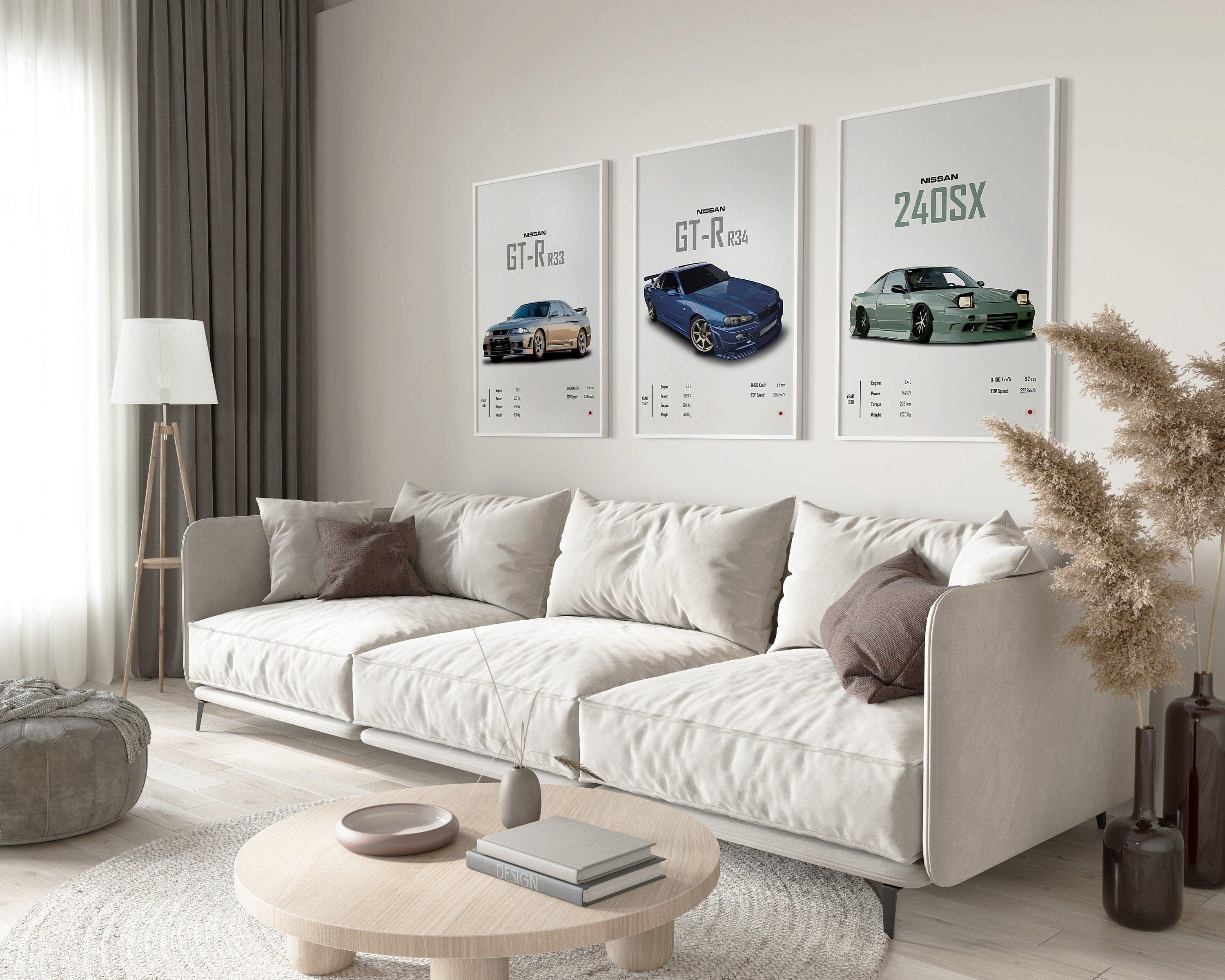 Poster Sportwagen NSSAN GTR SX Klassiker Legenden Geschenk für ihn Wohnzimmme