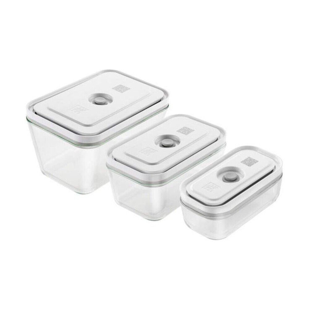 Zwilling Vakuumbehälter Vakuum-Boxen 3er-Set Fresh & Save weiß, Borosilikatglas, BPA frei, Kunststoff, Silikon, (Set, 3-tlg), Vakuum-Boxen, 3-tlg., Borosilikatglas