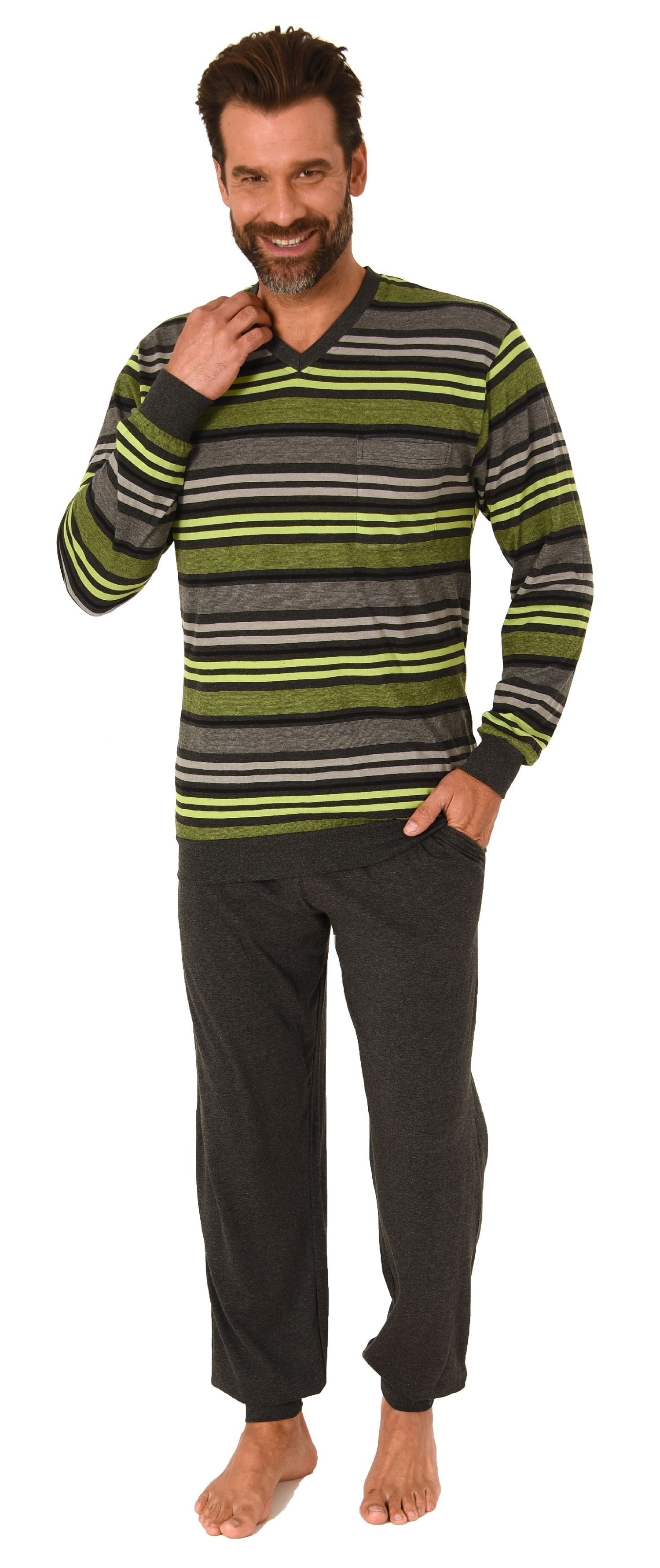 Normann Pyjama Herren Schlafanzug mit Bündchen günstig online kaufen