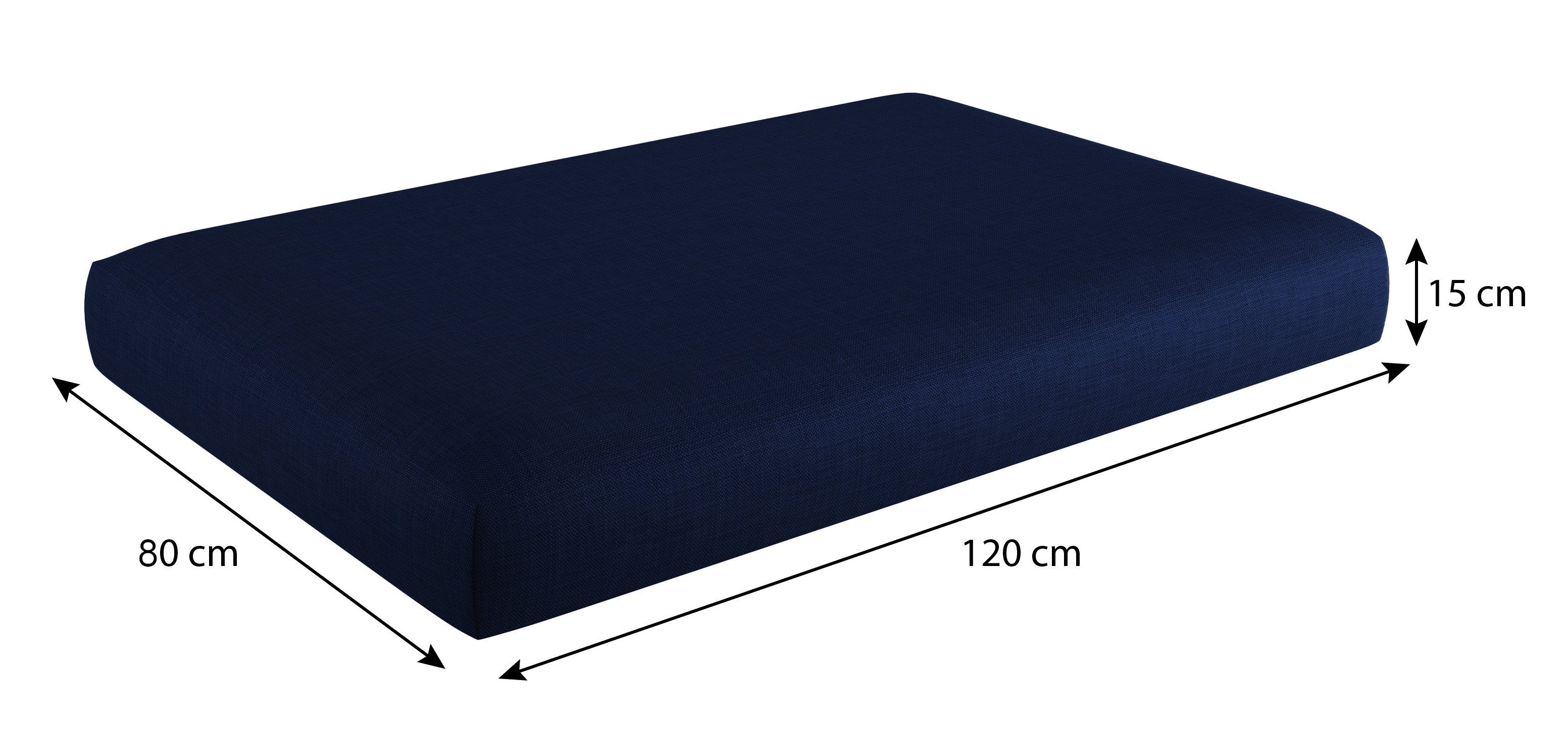 Sitzkissen abnehmbarem mit Palettenkissen sunnypillow Sitzkissen 120x80x15cm, Bezug Blau