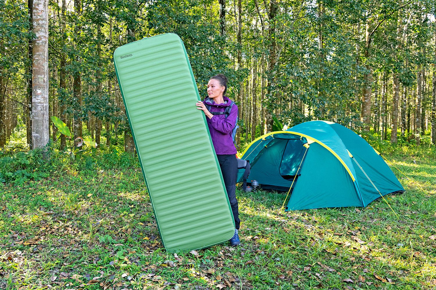 Bestway Isomatte aufblasbare Single-XL-Schlafmatte ComforTrek™ 198 x 63,5 x 10,8 cm, (Packung, 1-tlg., Kompaktes Rucksackmaß)