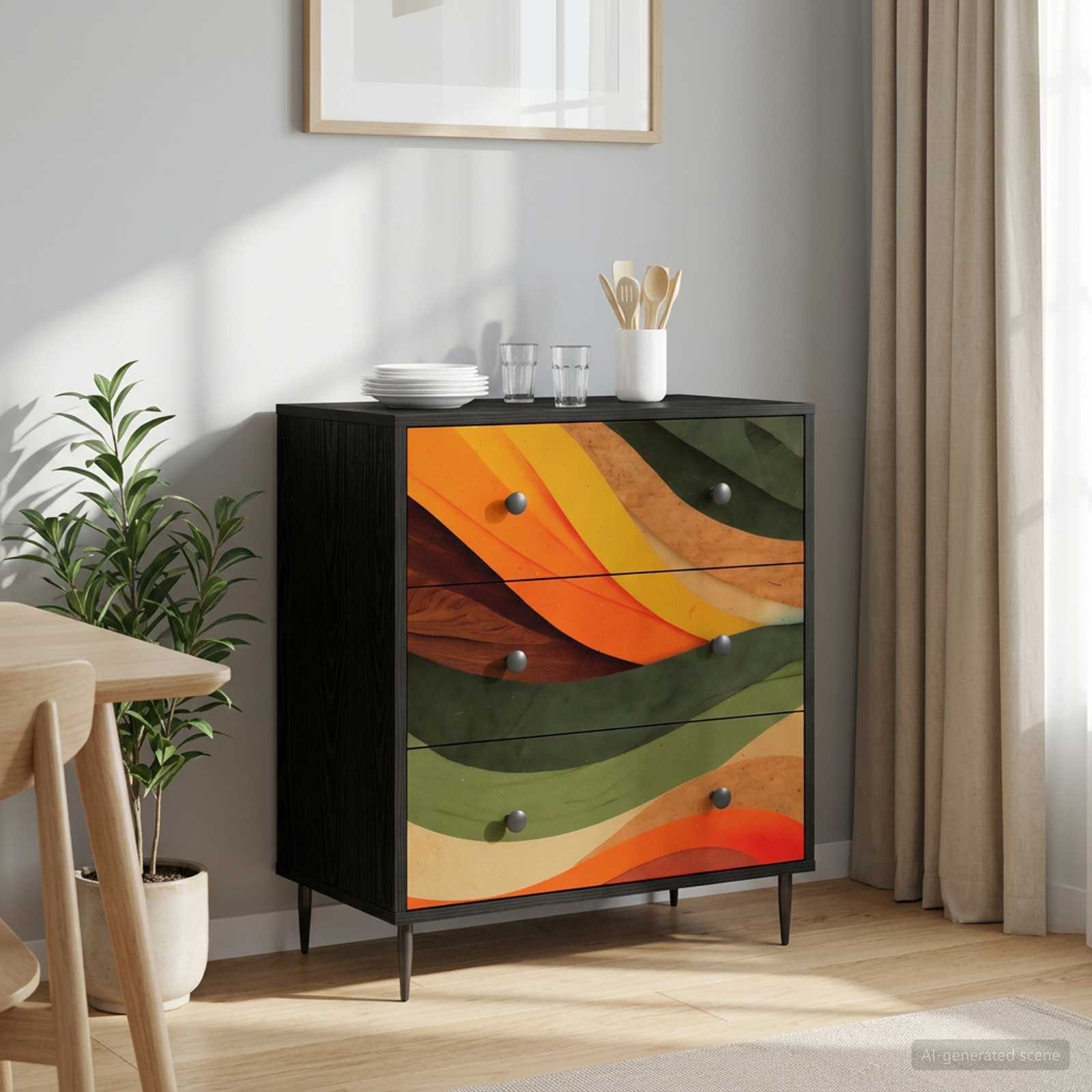 vidaXL Schranksystem Kommode BONN Retro-Wellenmuster 66 x 36,5 x 76 cm Holzwerkstoff (1-St)