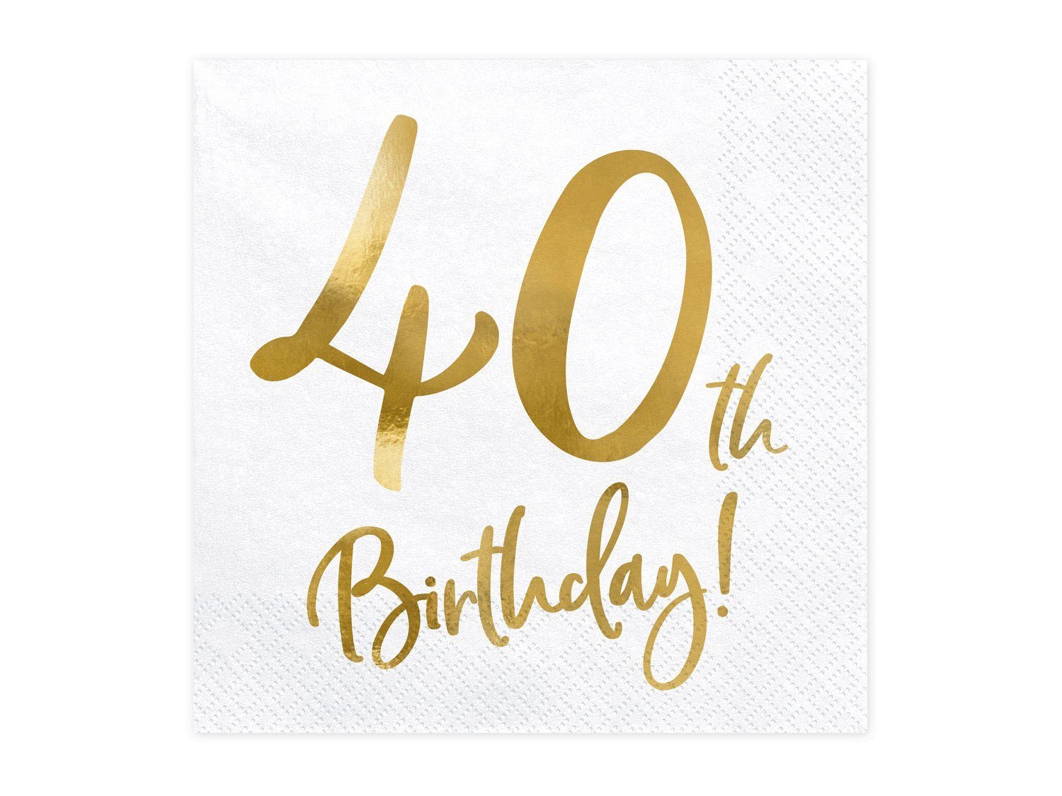 partydeco Papierserviette, Салфетки 40. Geburtstag 33x33cm 20 Stück, weiß / gold
