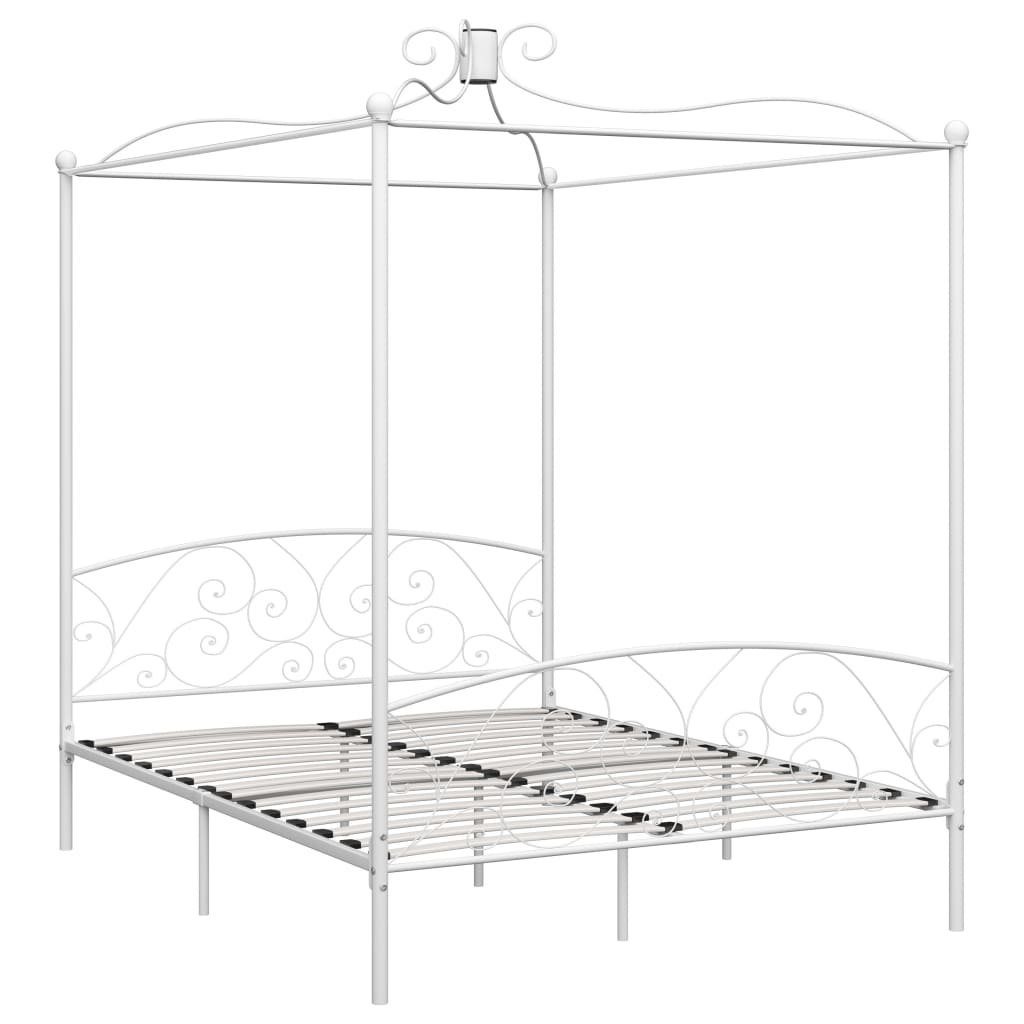 furnicato Bettgestell Himmelbett-Gestell Weiß Metall 180 günstig online kaufen