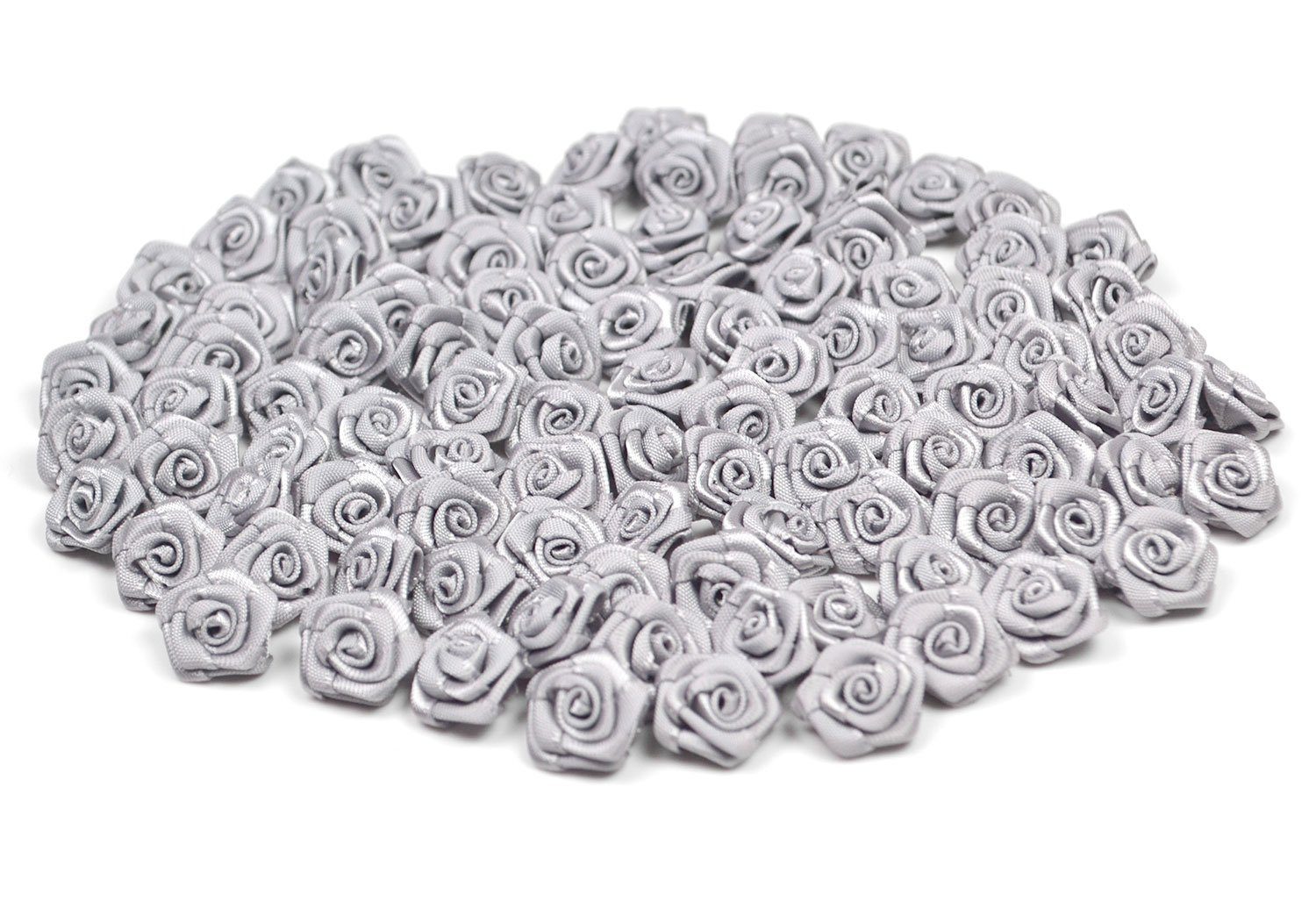 Creativery Streudeko, Satinrosen 15mm zum Basteln & Aufnähen 100 Stück