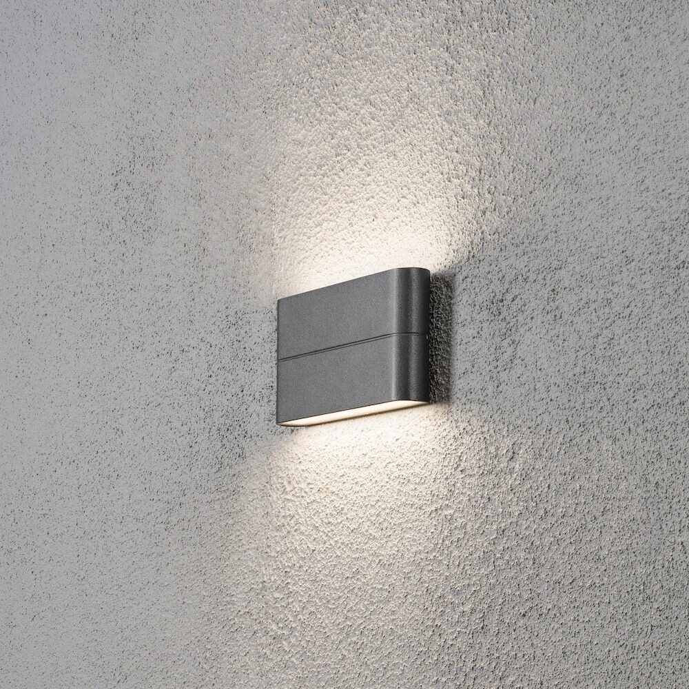 KONSTSMIDE Außen-Wandleuchte 2-flammig, Aluminium, anthrazit, warmweiß, 950lm, IP54, wassergeschützt, warmweiß