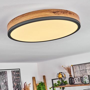 hofstein Deckenleuchte »Vacil« Deckenlampe, Metall/MDF/Kunststoff, Schwarz/Holzoptik/Braun, dimmbar m. Fernbedienung, Ø45cm, 120-1800 Lumen, LED IP20