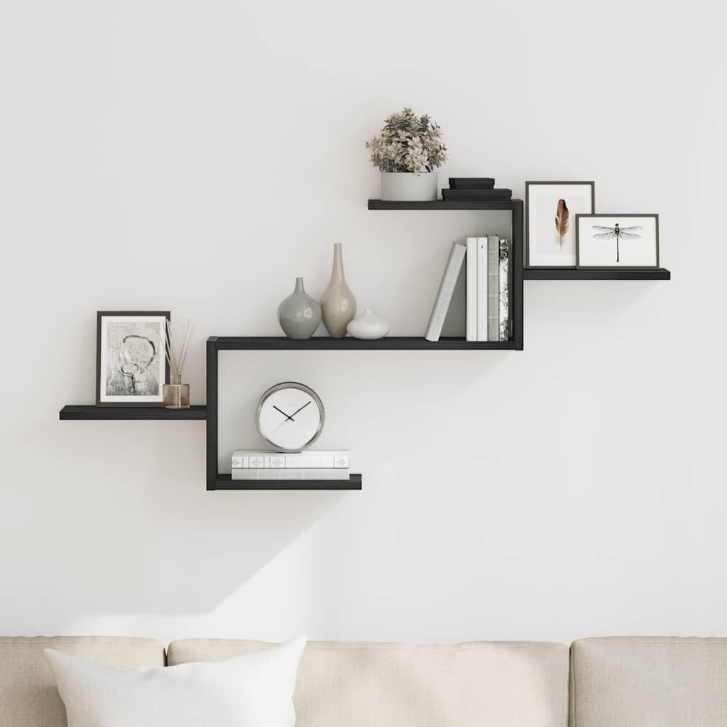 vidaXL Regal Wandregal Schwarz Eichen-Optik 104x15x49 cm Holzwerkstoff, 1-t günstig online kaufen