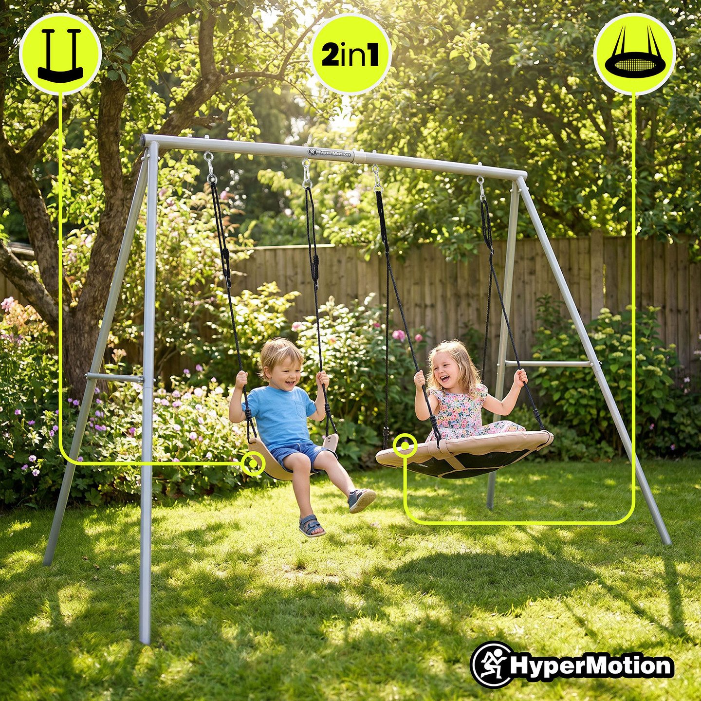 HyperMotion Doppelschaukel HyperMotion Doppelschaukel Nestschaukel Gartenschaukel – Bild 5 von 5