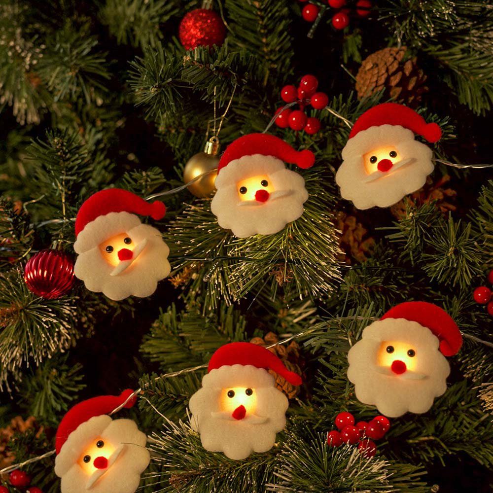 Rosnek LED-Lichterkette 1.5/3M, Kurzer Plüsch, Batterie, für Weihnachtsfeier, Schneemann Weihnachtsmann Rentier; Weihnachtsbaum Deko