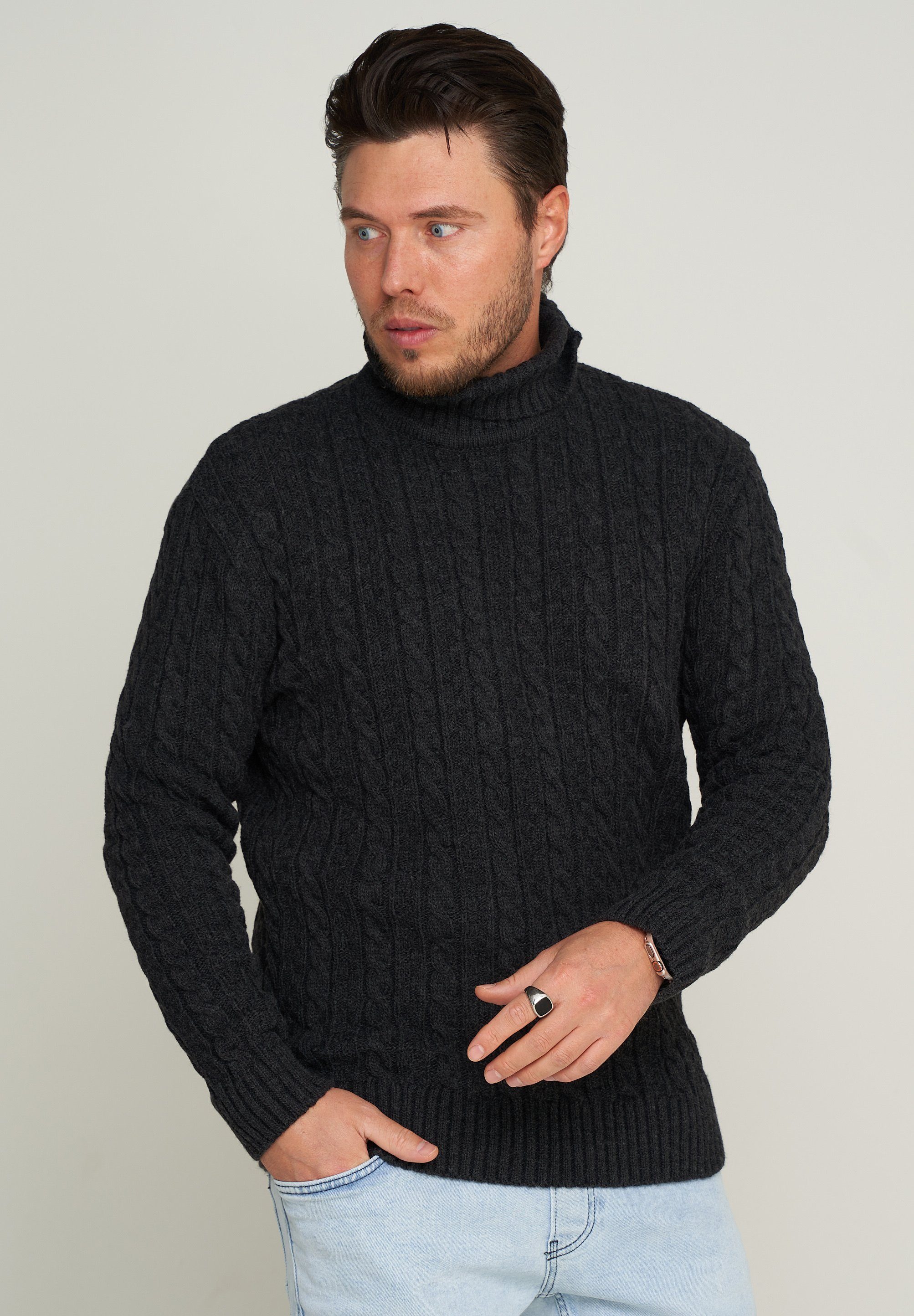 CARISMA Rollkragenpullover CRMUS Grobstrick Zopf-Muster