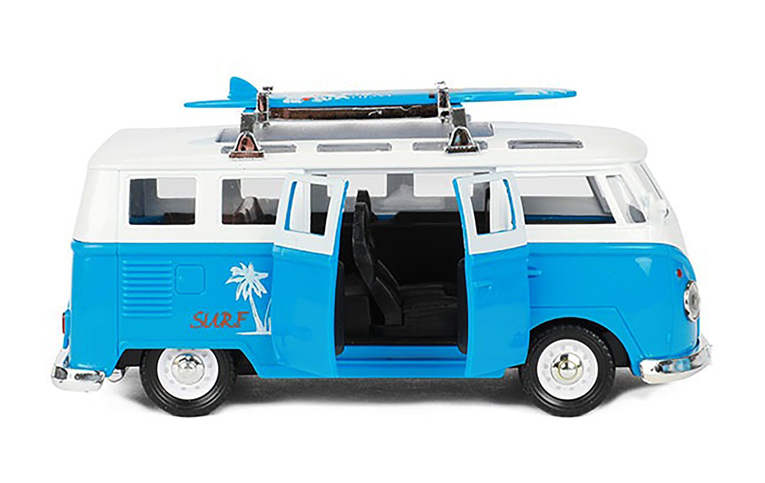 Toi-Toys Modellbus Bus Beach Cruiser mit Surfbrett Licht Sound Rüchzugmotor  86 (Blau), Modell Modellauto Geschenk Spielzeug
