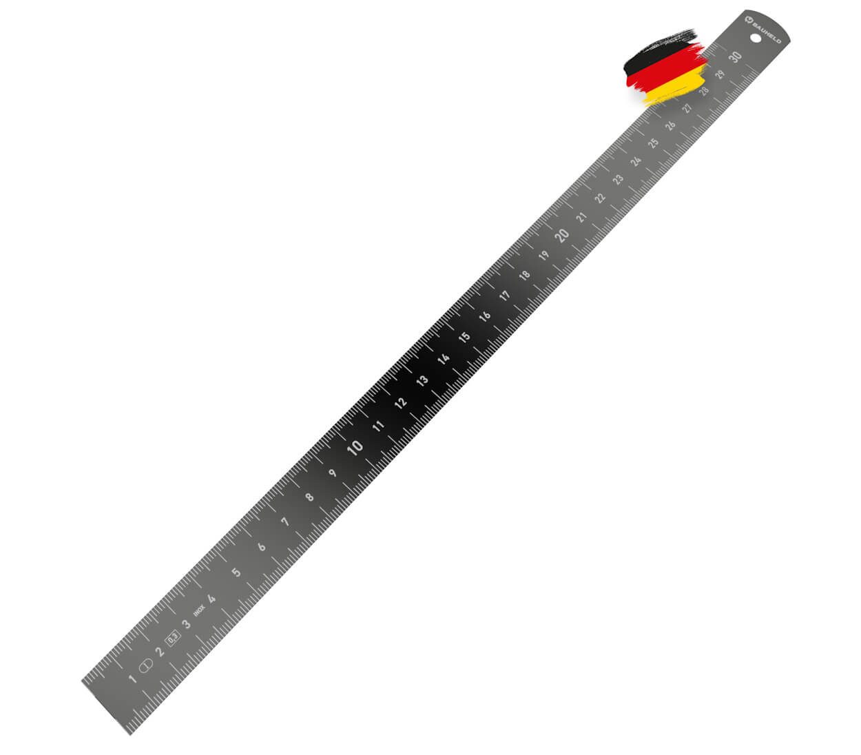 BAUHELD Lineal Stahlmaßstab, 150mm 300mm [EG-1] - Stahllineal mit INCH und CM [Made in Germany]
