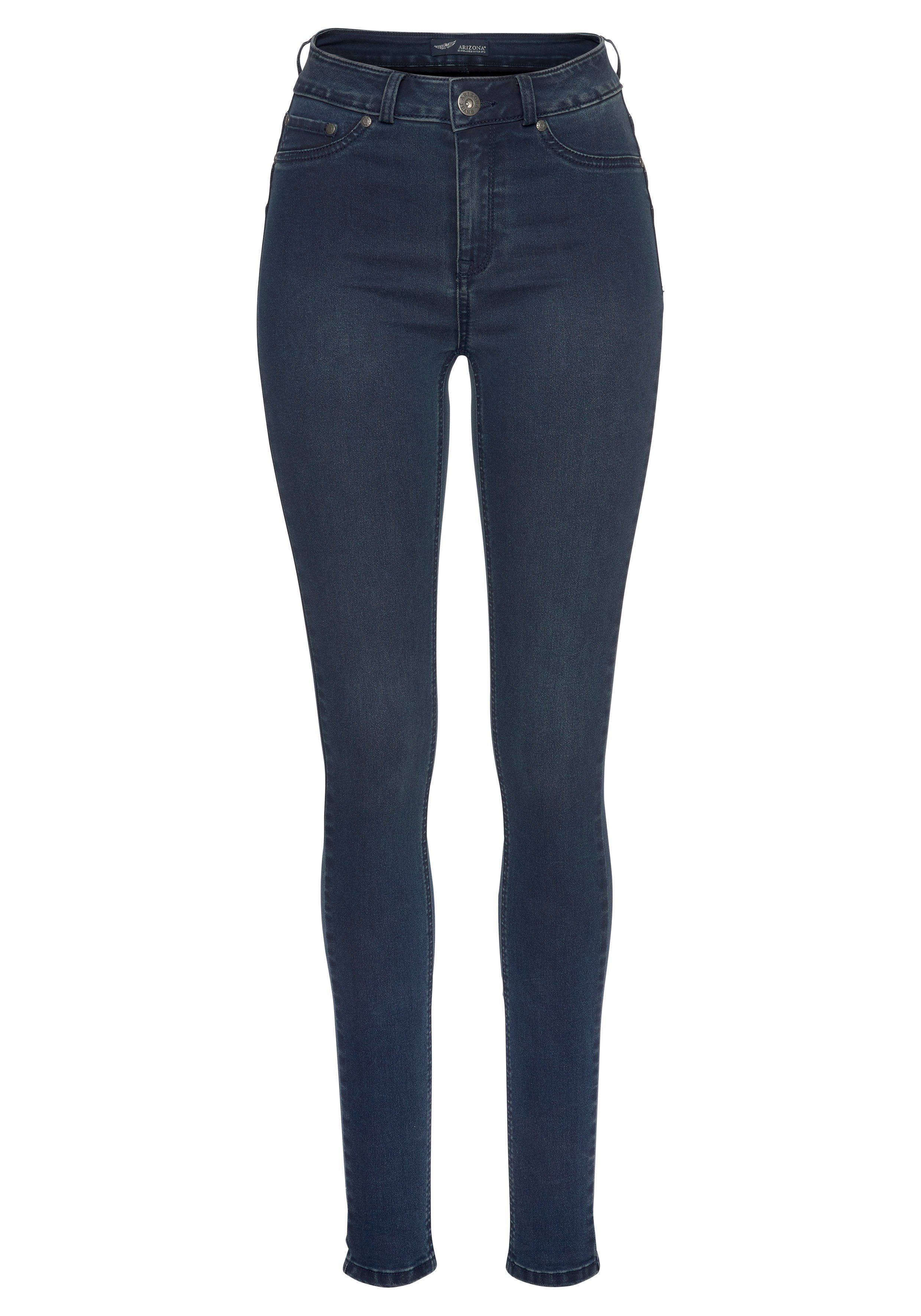 Stretch Waist dark-blue-used Ultra Skinny-fit-Jeans Arizona High mit Shapingnähten