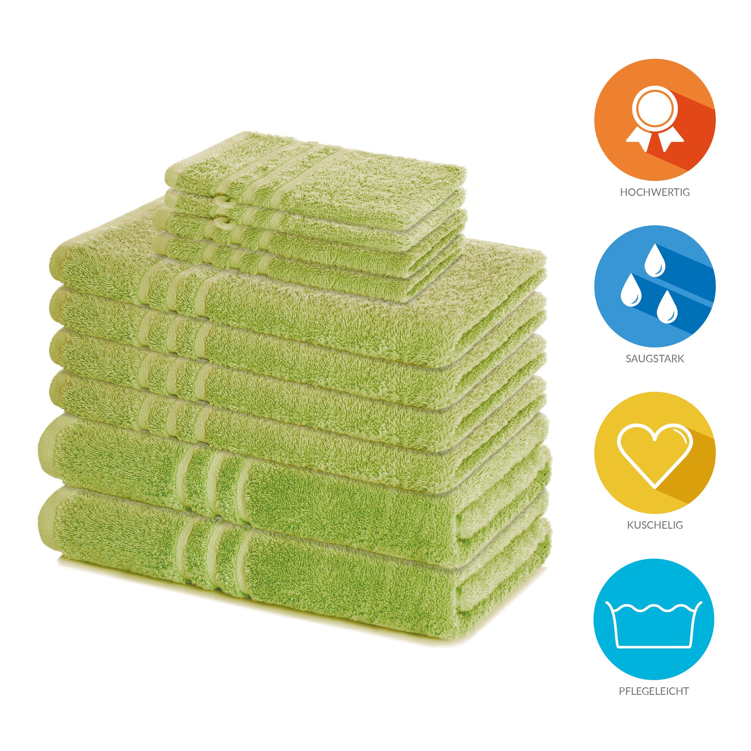 Lavea Handtuch Set Elena, Duschtücher, Handtücher, Gästetücher, Waschhandschuhe, 100% Baumwolle (Set, 10-St), Frottierserie, weich & saugstark, pflegeleicht, 500 g/m² Frottier