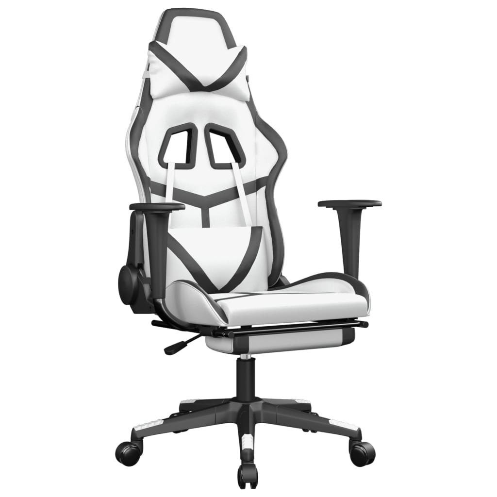 furnicato Gaming-Stuhl Fußstütze Kunstleder Schwarz und mit St) Weiß (1