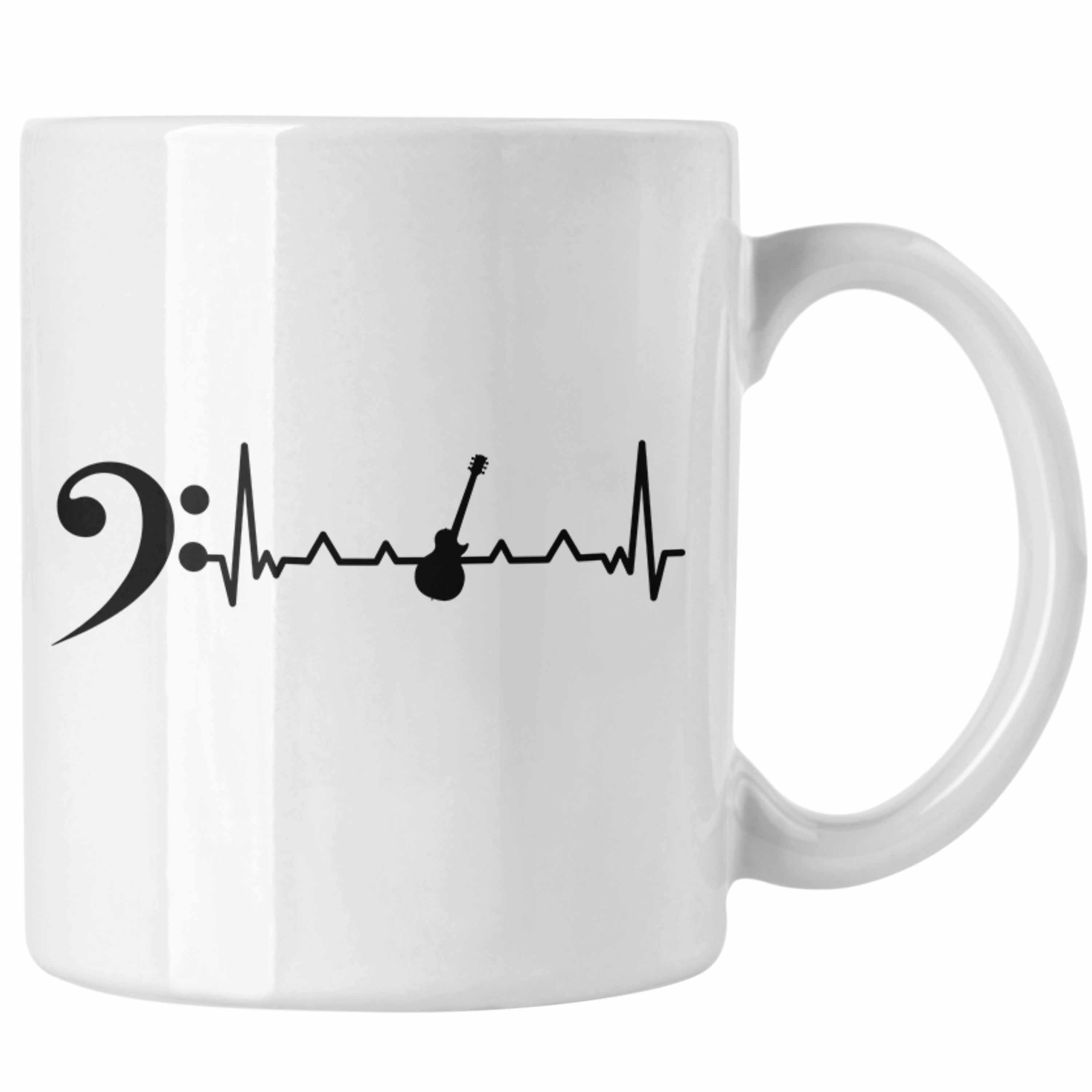 Trendation Tasse Bassist Tasse Geschenk Bass-Spieler Geschenkidee Kaffee-Becher Herzsch Weiss