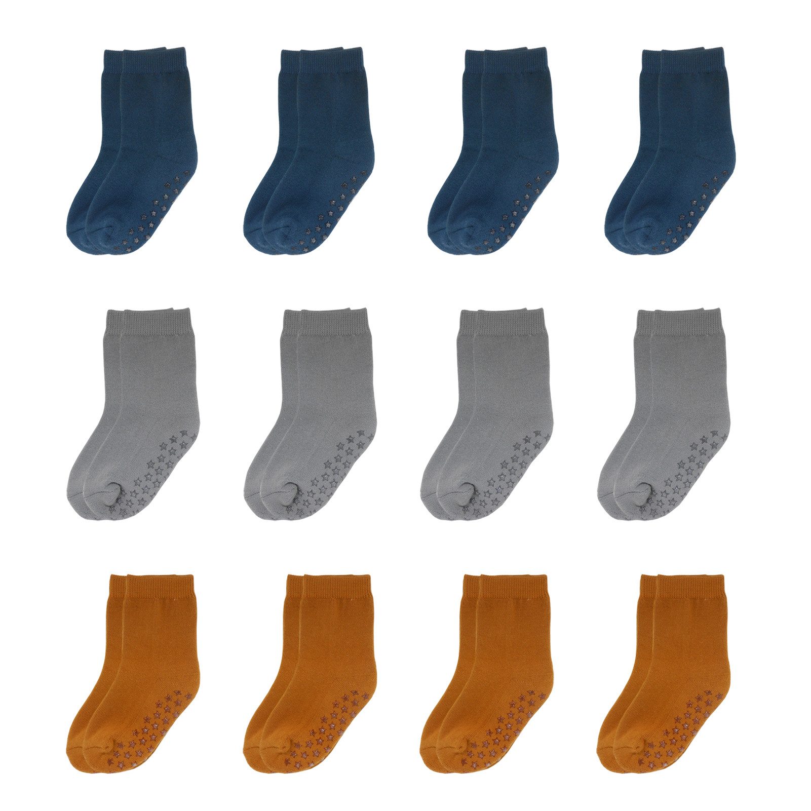 Socken 12er-Set Antirutschsocken Halbplüsch, weich & atmungsaktiv