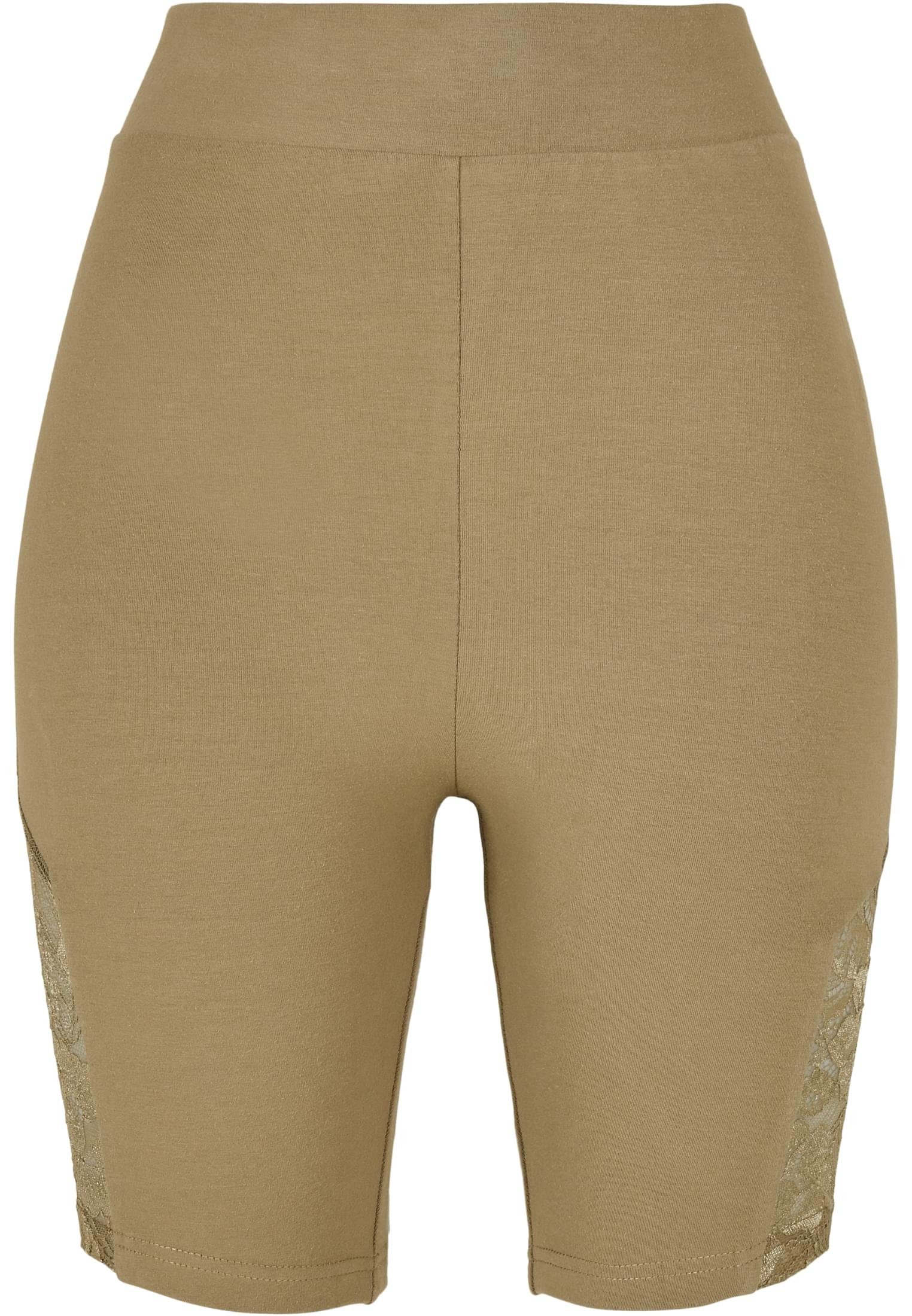 khaki Ladies (1-tlg) Inset Shorts Waist Lace Stoffhose CLASSICS Cycle Damen High URBAN
