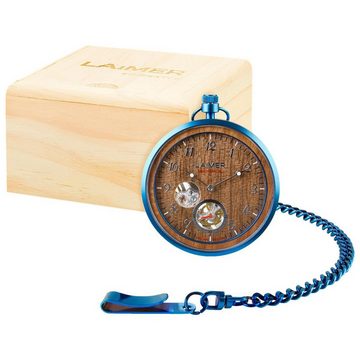 LAiMER Taschenuhr LAiMER Taschenuhr mit Kette 0171 Nussholz, Ionen schwarz plattiert