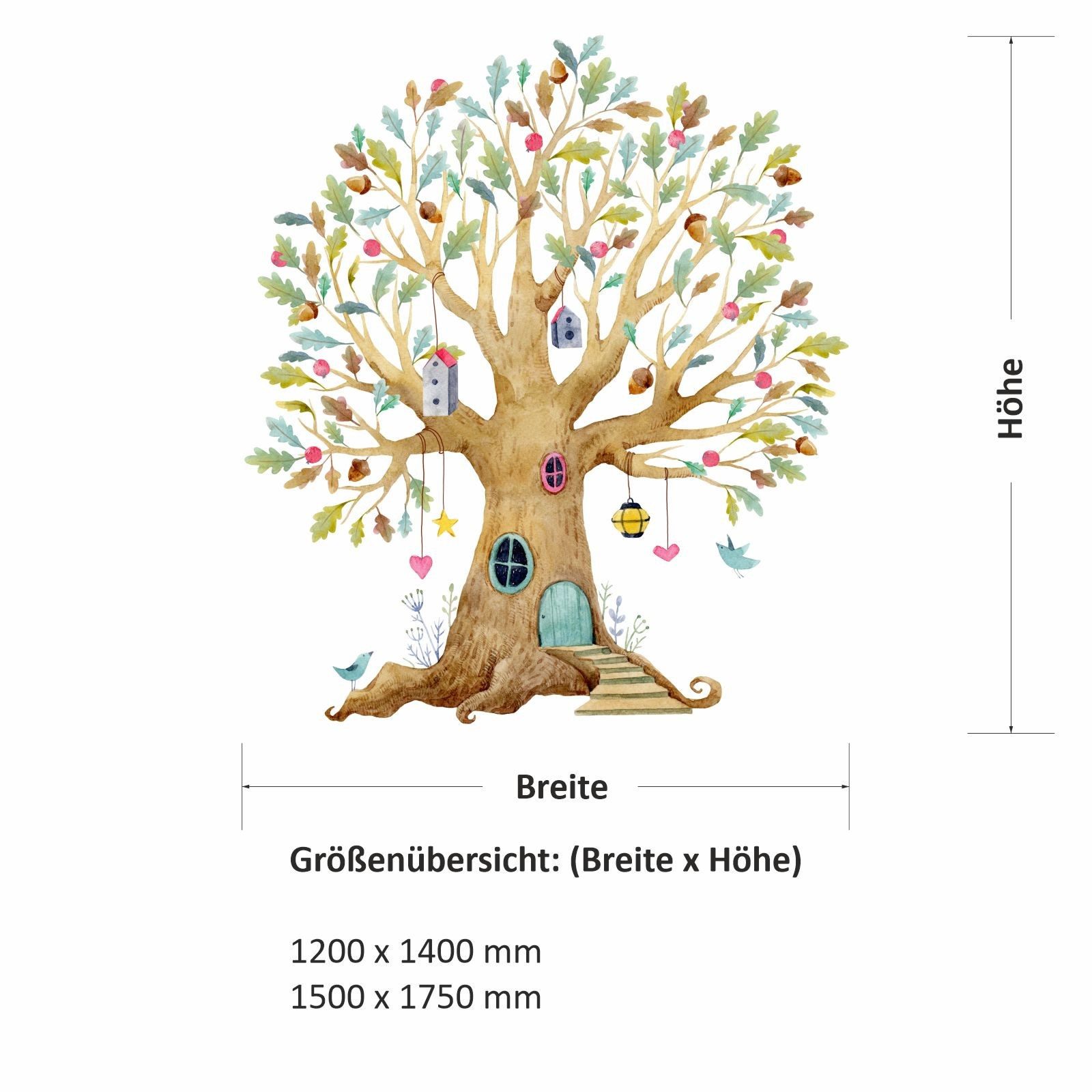 nikima Wandtattoo 241 Wandtattoo bunter Baum - Größe 1200 x 1400 mm (PVC-Folie), In 2 vers. Größen