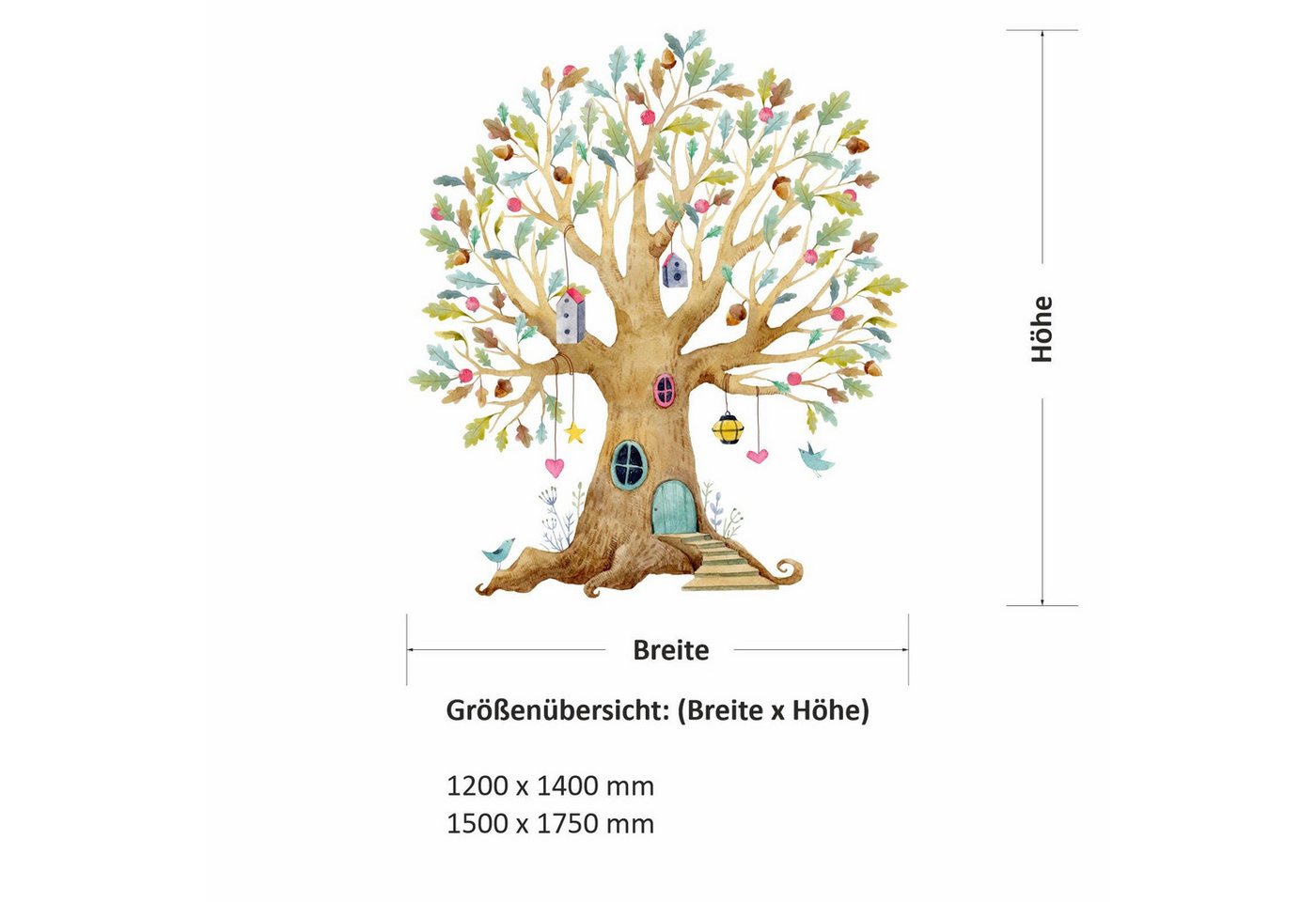 nikima Wandtattoo 241 Wandtattoo bunter Baum - Größe 1200 x 1400 mm (PVC-Folie), In 2 vers. Größen