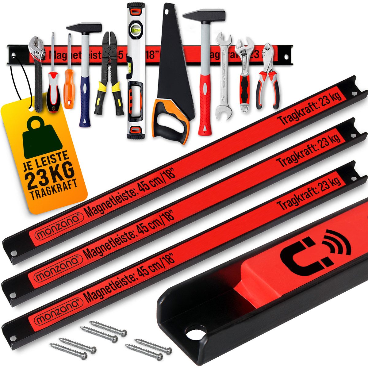 Deuba Werkzeughalter, 3x Magnetleiste 45cm 23kg Tragkraft Werkzeugleiste Or günstig online kaufen