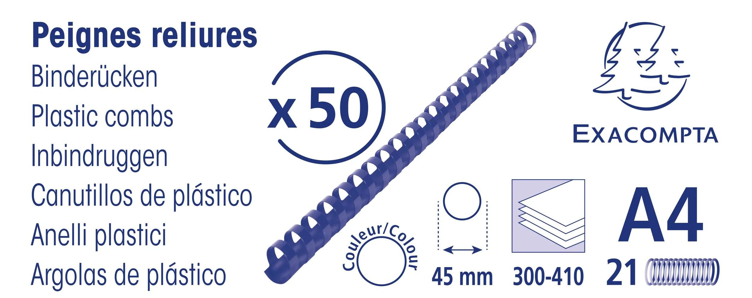 EXACOMPTA Bindegerät Schachtel + 50 Spiralen 45 mm PVC für die Bindung, A4, Schwarz, 75901E, Klemmschiene