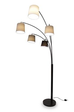 Kiom Stehlampe Bogenleuchte Nivia 5-armig schwarz & grau 225cm, schwenk- und neigbar, Leuchtmittel nicht inklusive, Leuchtmittel abhängig