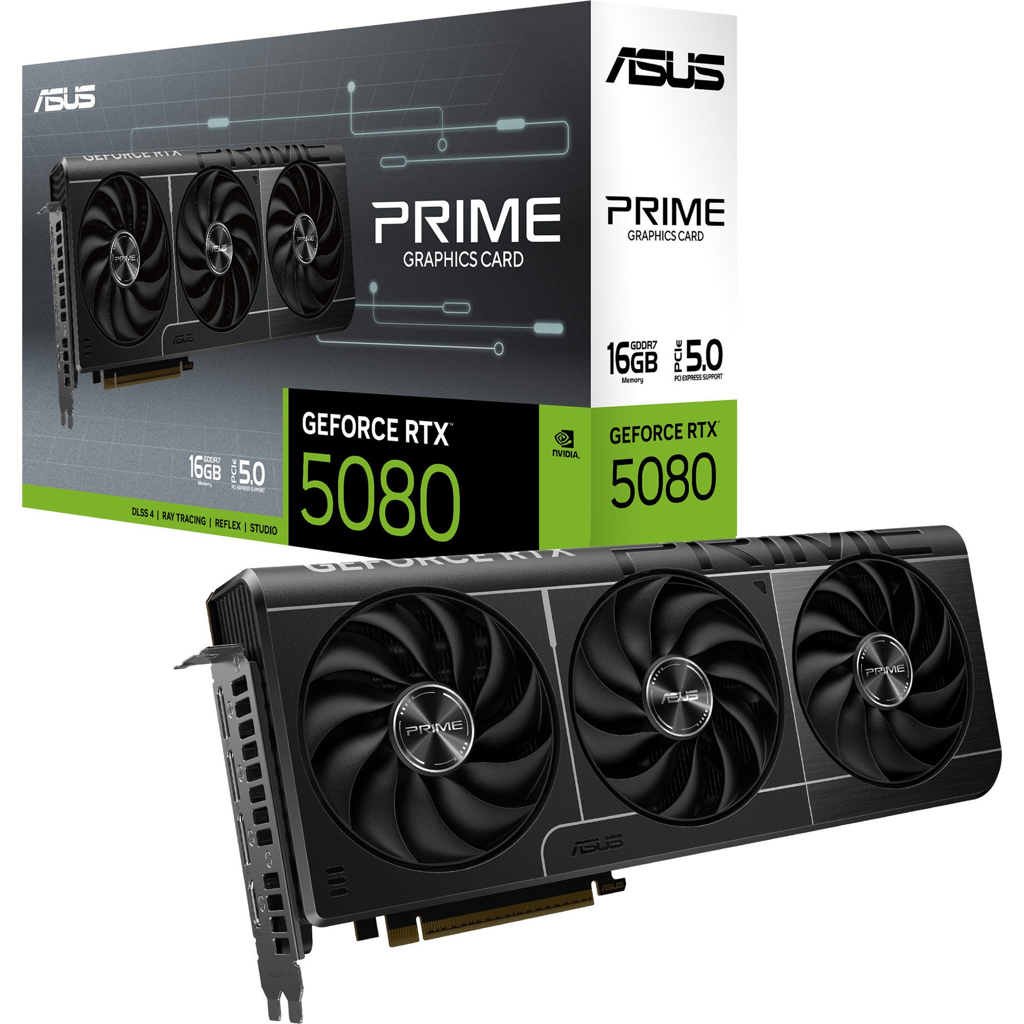 Asus ASUS GeForce RTX 5080 PRIME, Grafikkarte, (DLSS 4, Grafikkarte (16 GB)