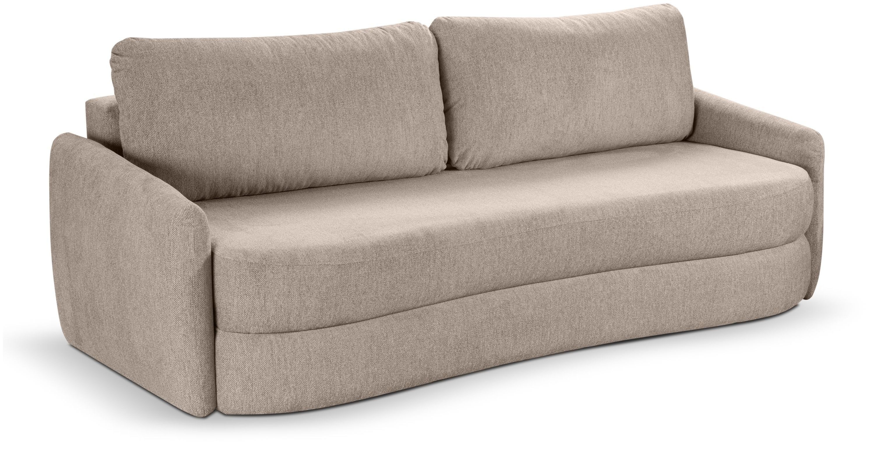 xonox.home Schlafsofa, 3 Sitzer aus Strukturstoff in beige B/H/T: 231x93x108cm