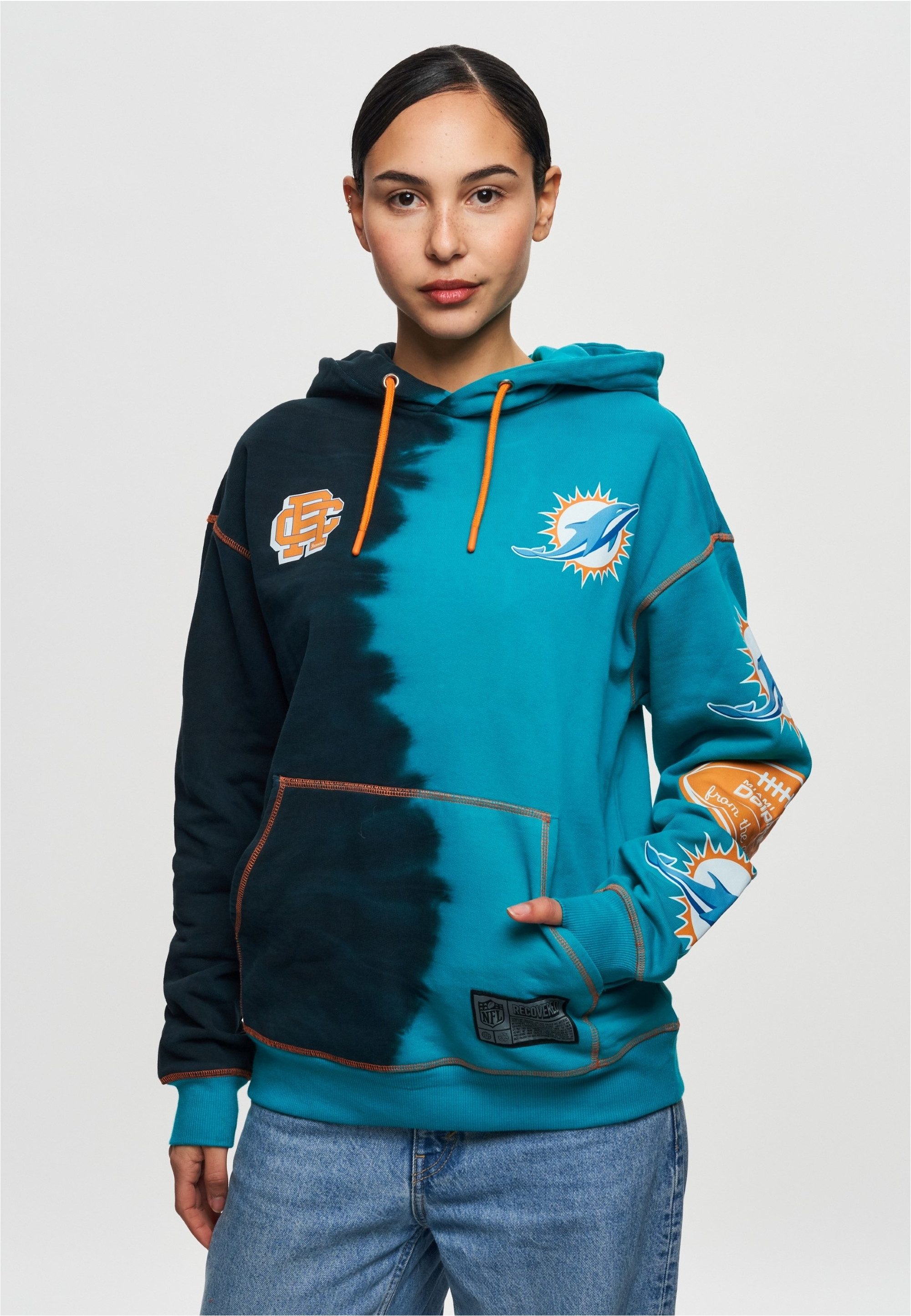 Recovered Kapuzensweatshirt NFL Dolphins Ink Dye Effect On im lockeren Schn günstig online kaufen