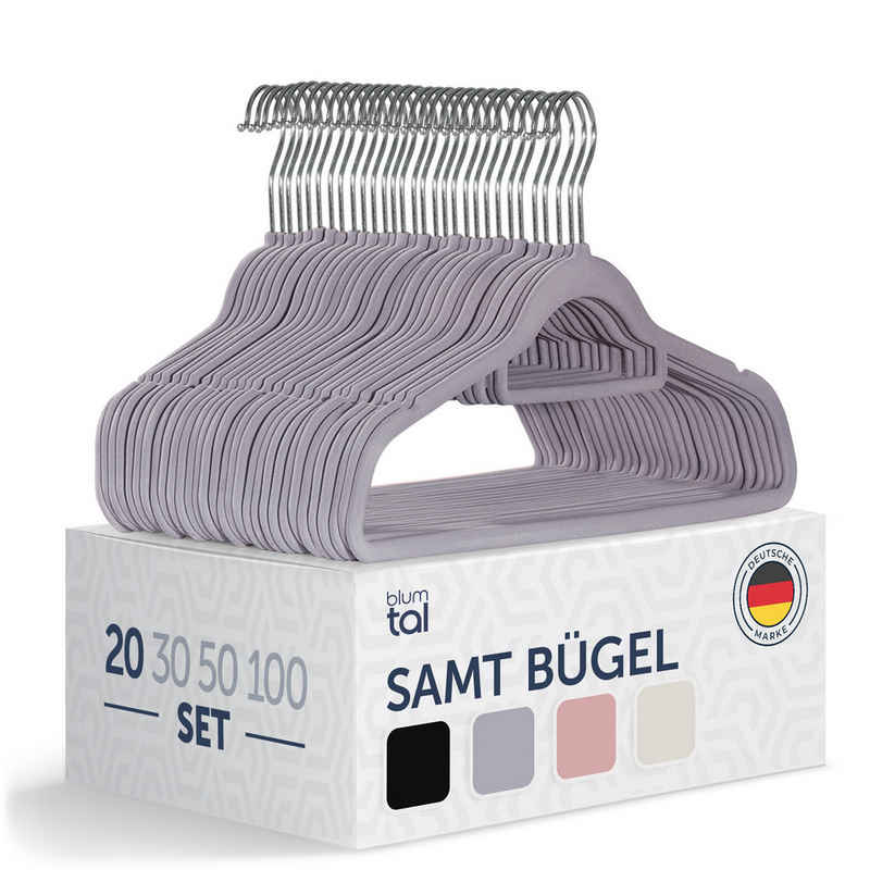 Blumtal Автовішалки Rutschfest - Samtoptik - Platzsparend, (20-tlg), Premium inkl. Krawattenhalter, 360° drehbar, Anti-Rutsch Bügel