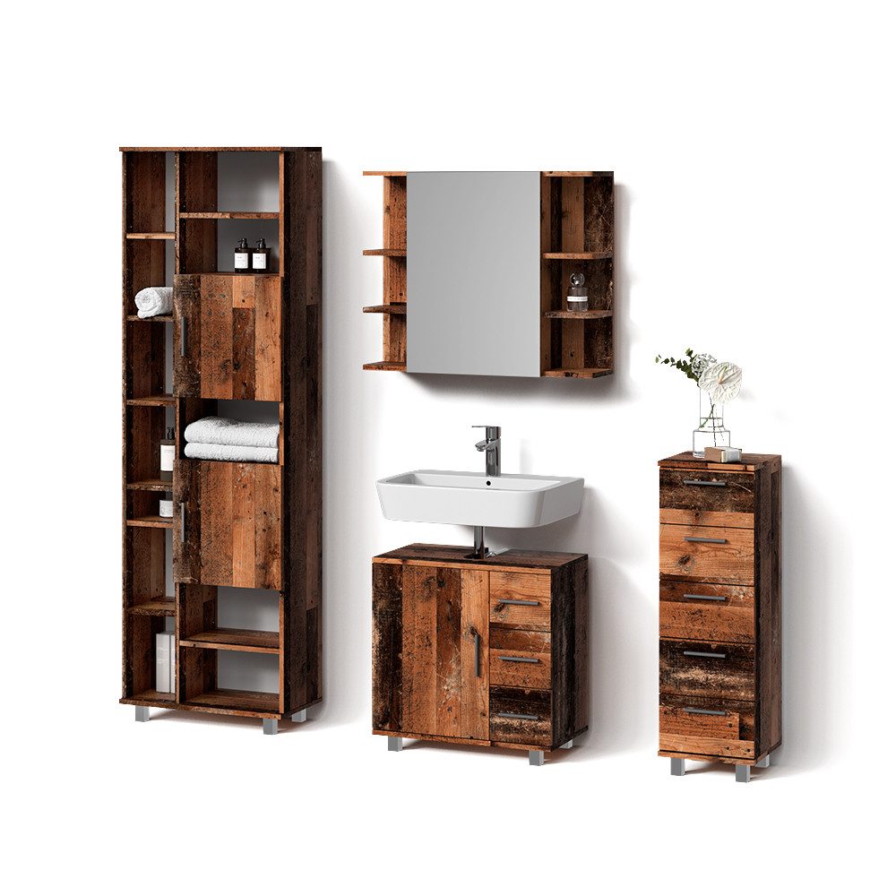 Badmöbel-Set Niko, Anthrazit/Viking Oak, Mit Spieg Produktbild-Vorschau 2