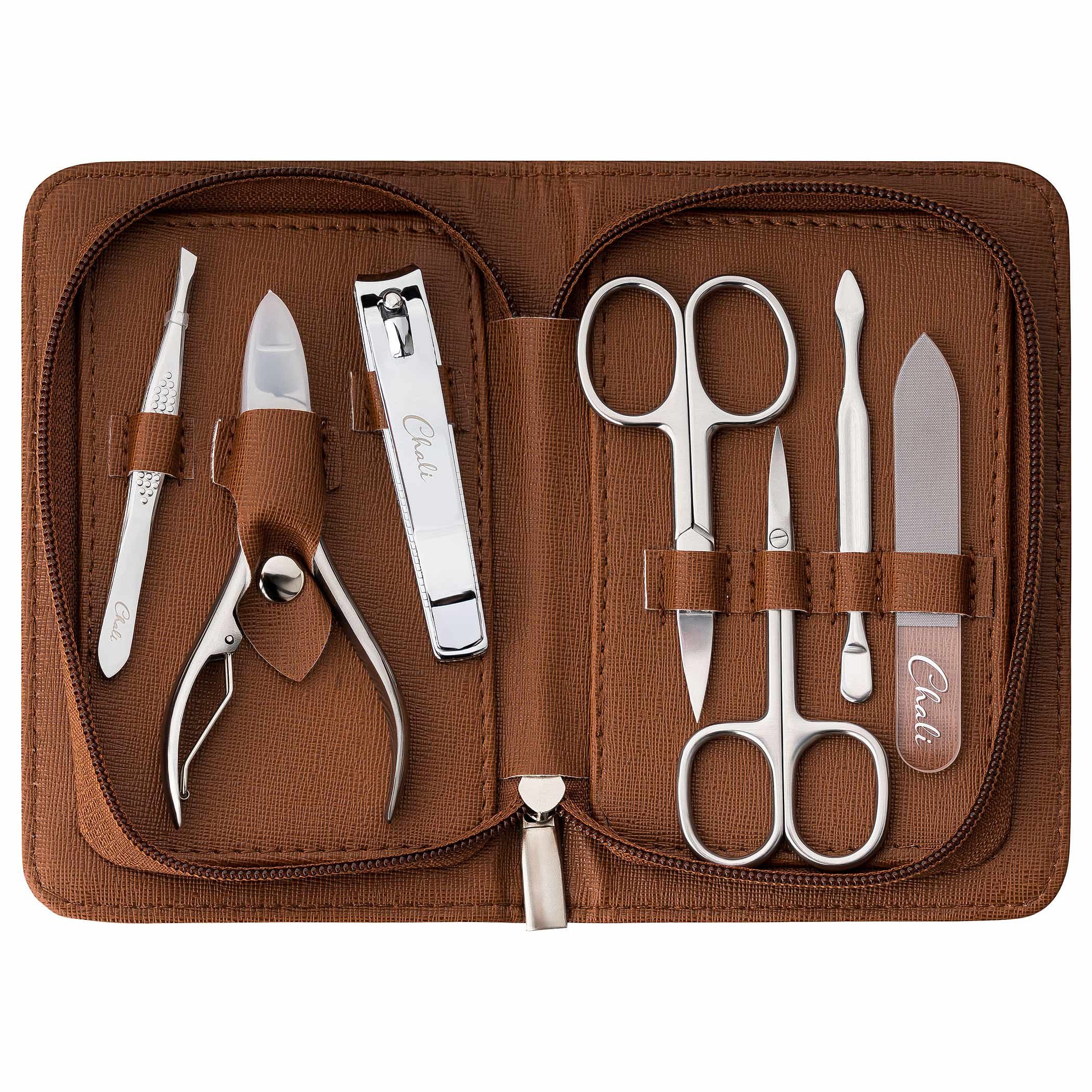 Chali Maniküre-Pediküre-Set Nagel Set 7-tlg. mit Etui - Edelstahl Maniküre / Pediküre Set, 7-tlg., Nagel Set 7-tlg., Etui mit Reißverschluss