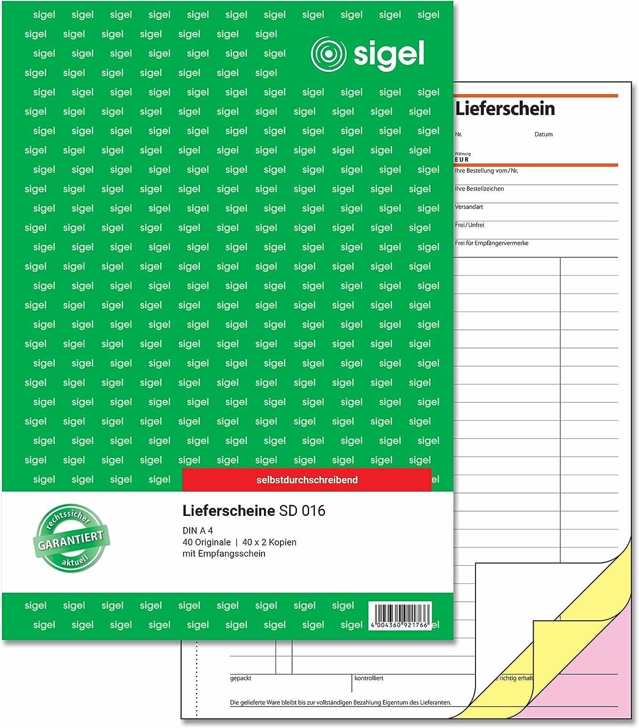 Sigel Formularblock SIGEL Lieferschein mit Empfangsschein Formularbuch SD016