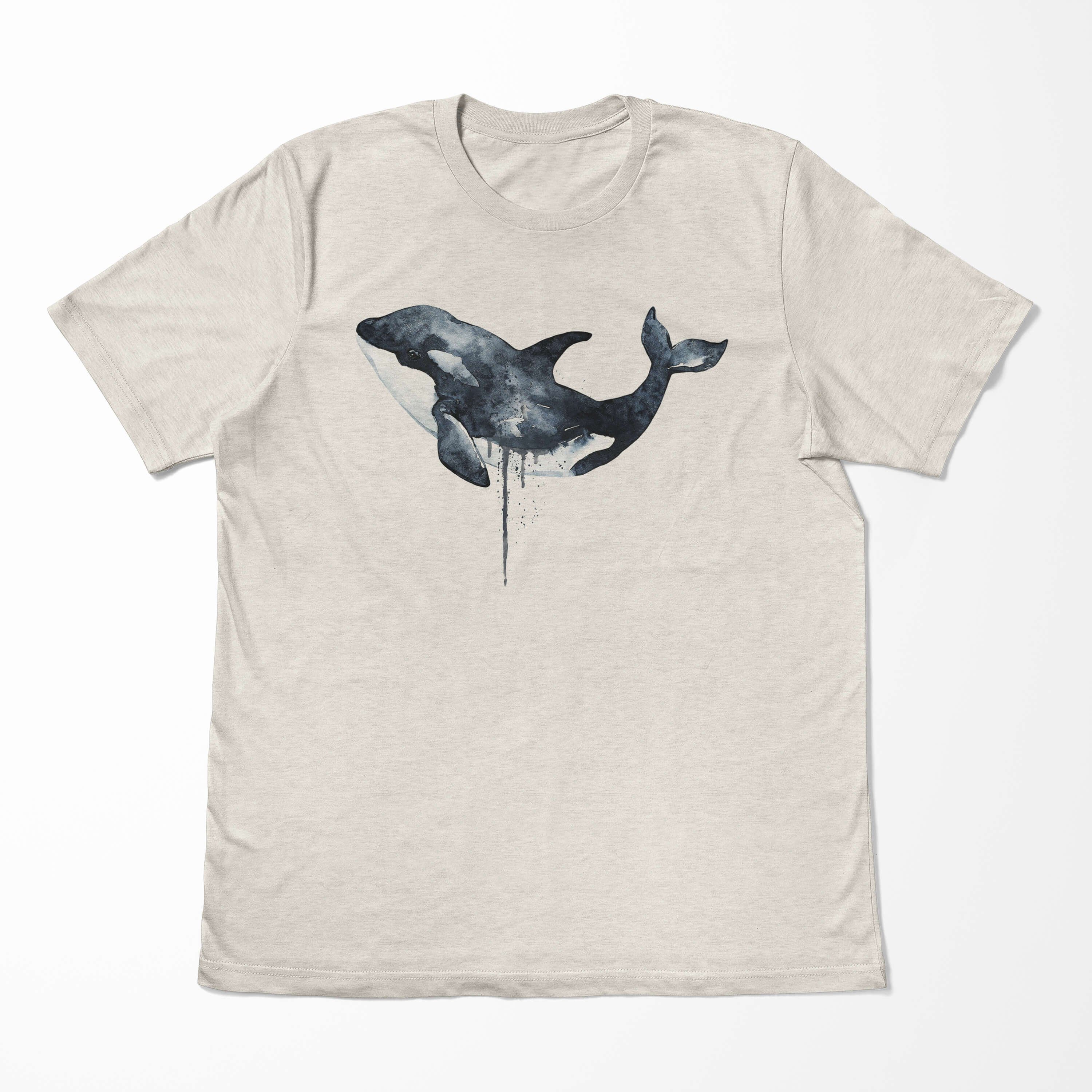 Sinus Art Bio-Baumwolle Shirt Wasserfarben Killerwal (1-tlg) Ökomo Motiv Herren Nachhaltig T-Shirt 100% T-Shirt Orca gekämmte